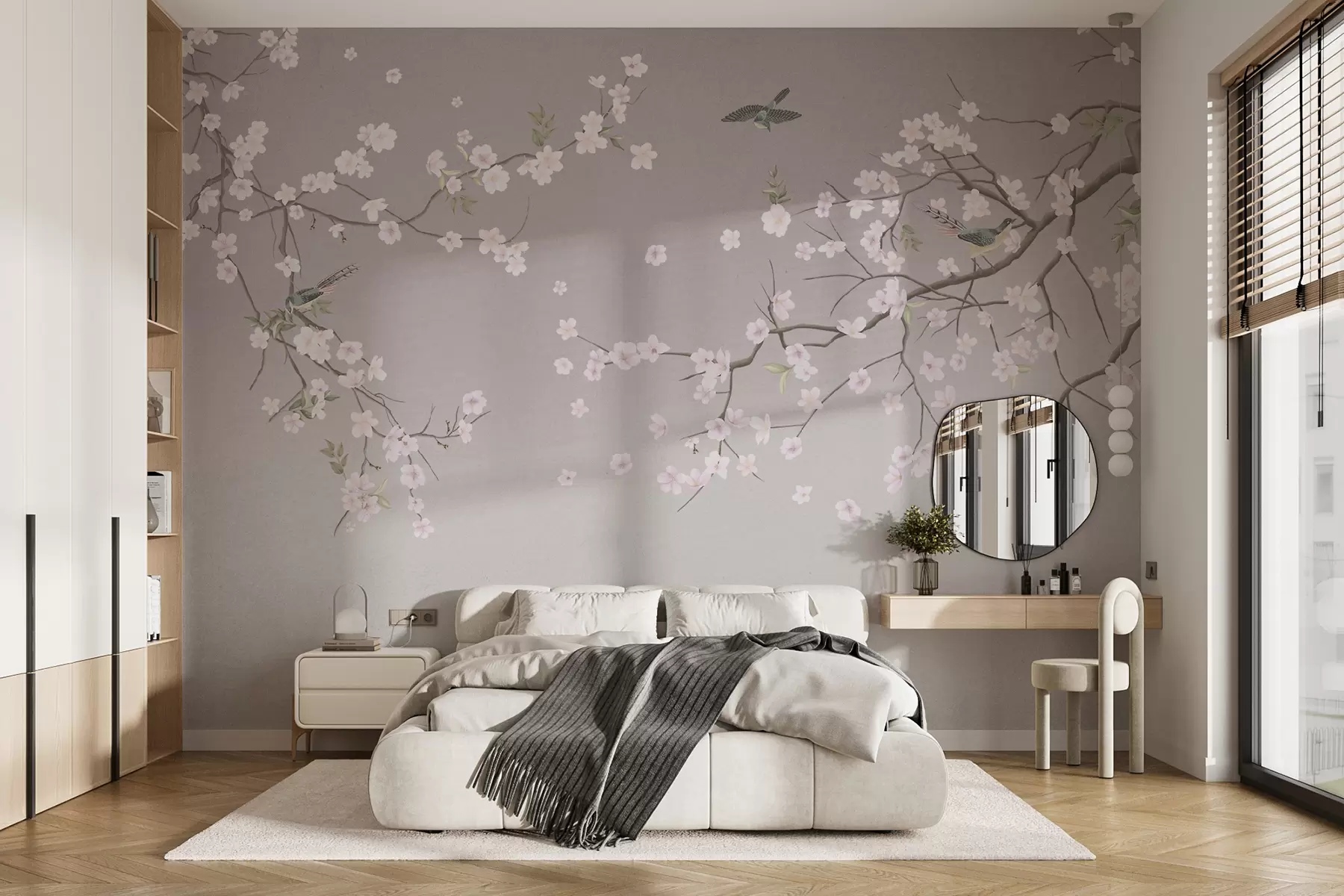 murales de pared pájaros y flores de primavera u79616