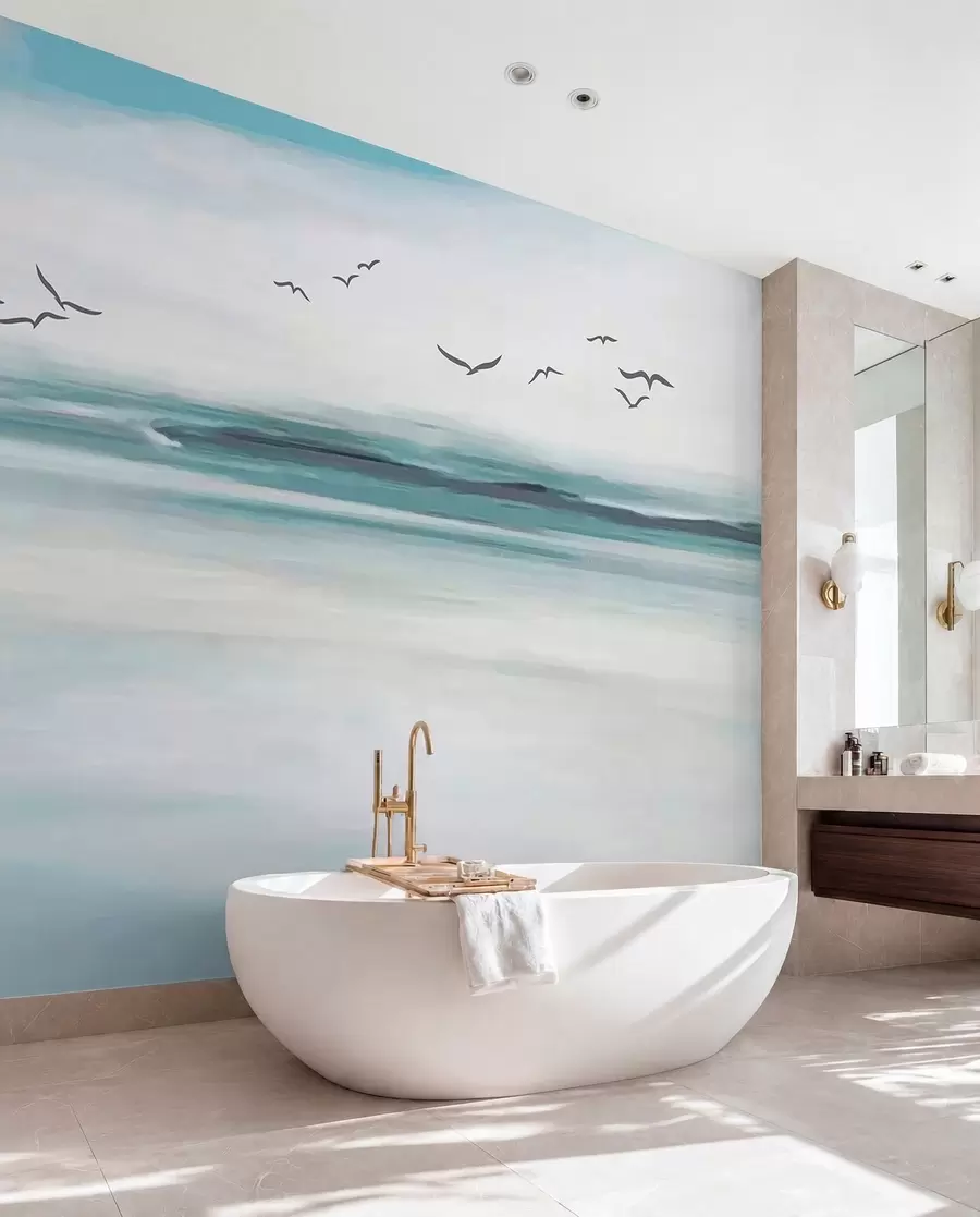 murales de pared Gaviotas sobre el mar u05695