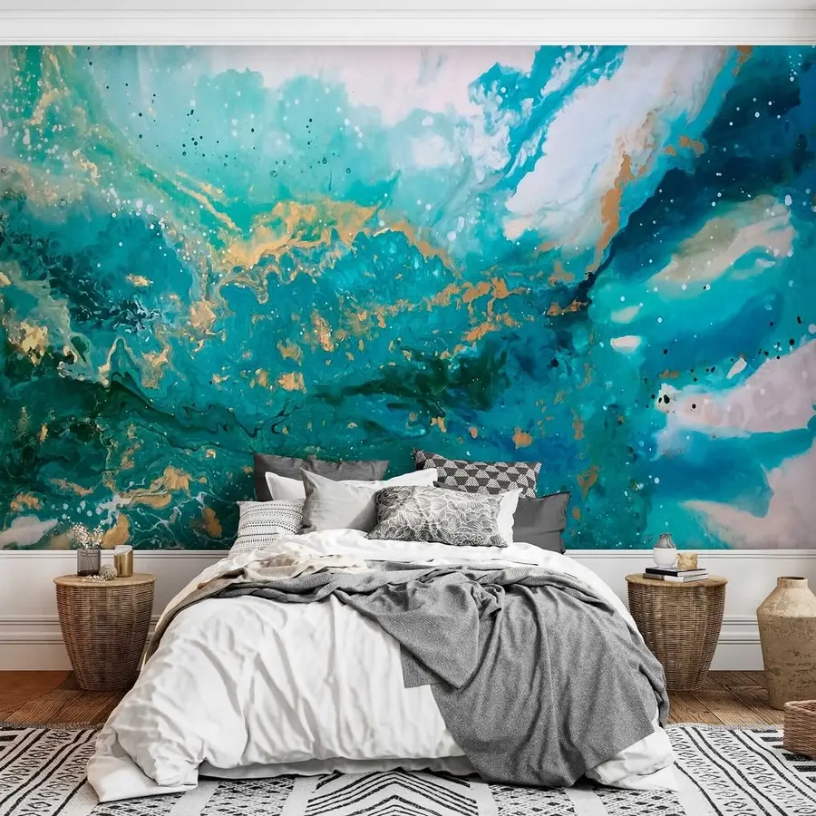 murales de pared Líquido turquesa brillante u05875