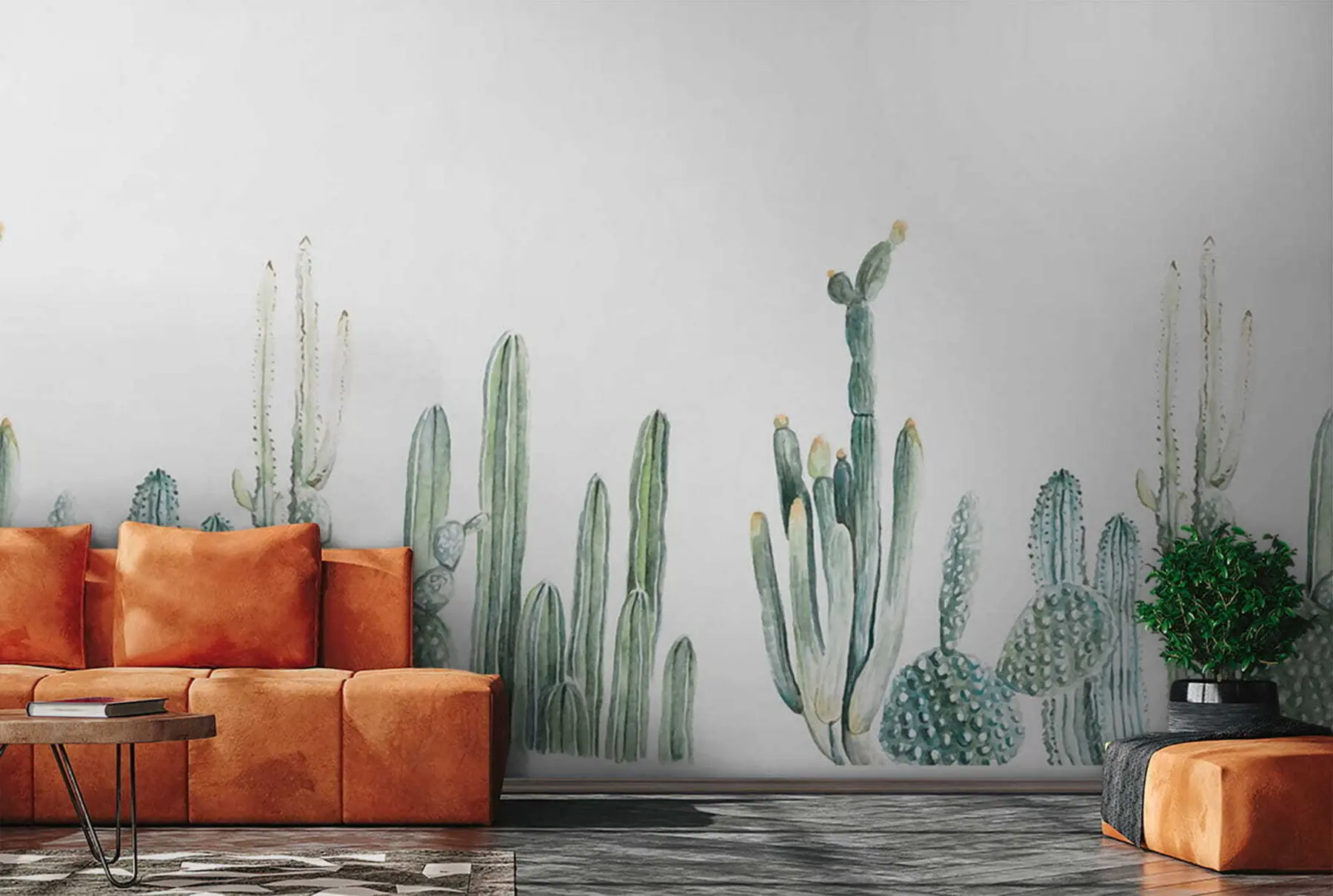 murales de pared Cactus de acuarela u07240