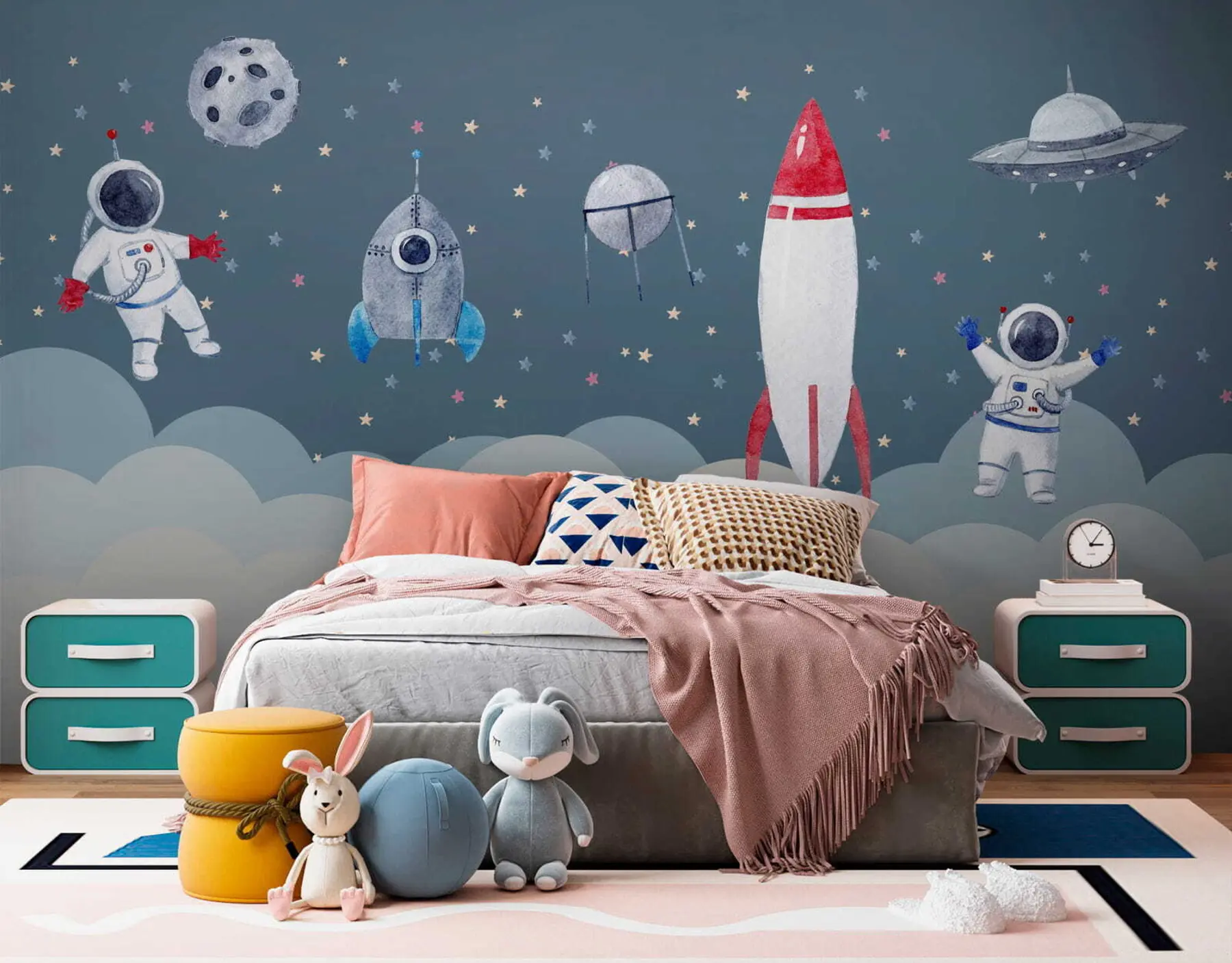 murales de pared Cosmonautas en la guardería u09813