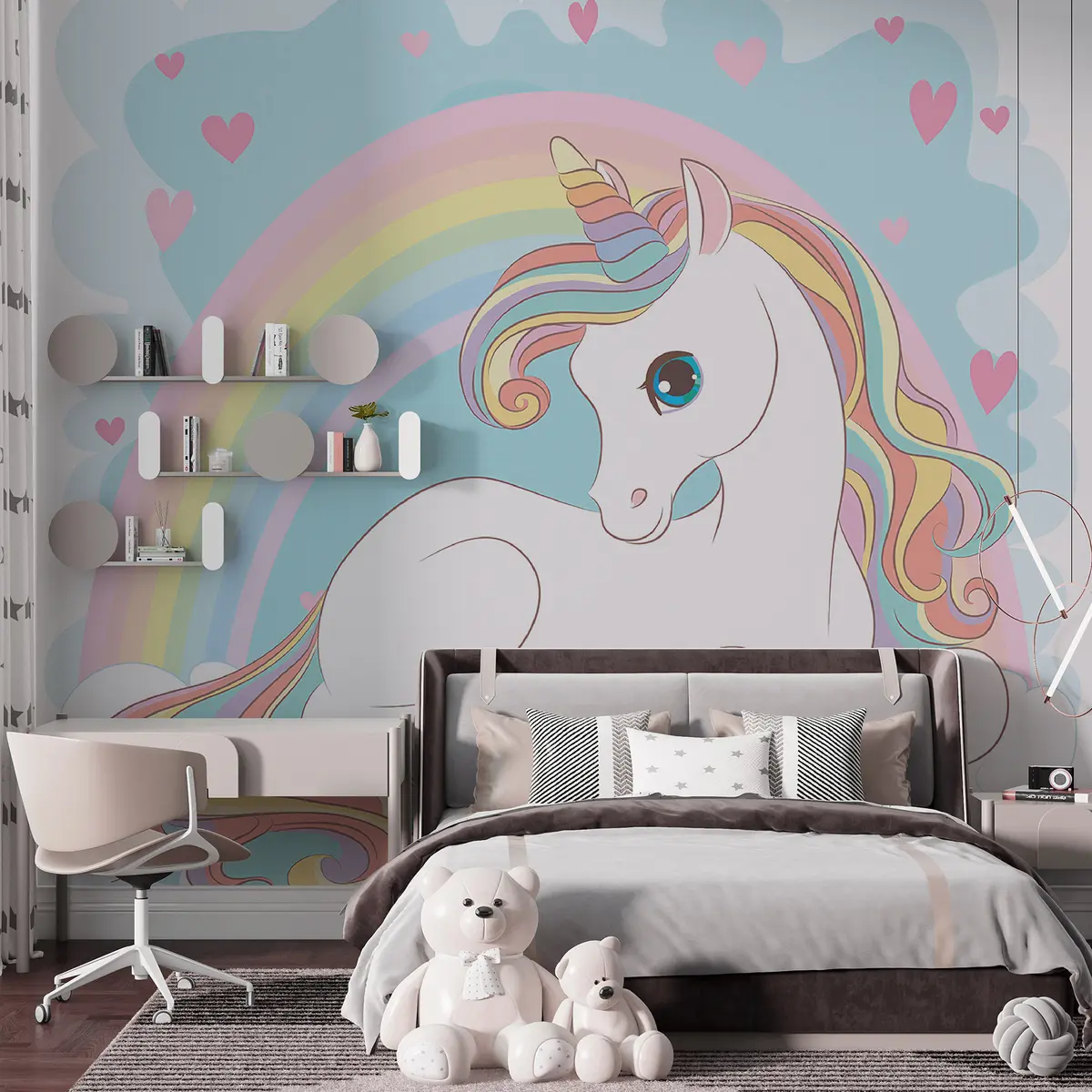 murales de pared Unicornio sobre una nube u10971