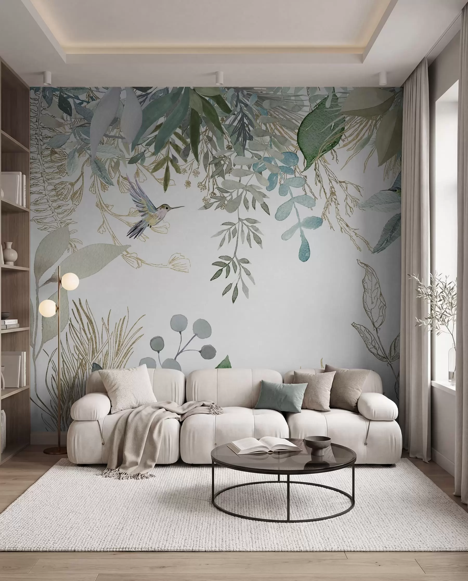 murales de pared Plantas exóticas y colibríes u17579