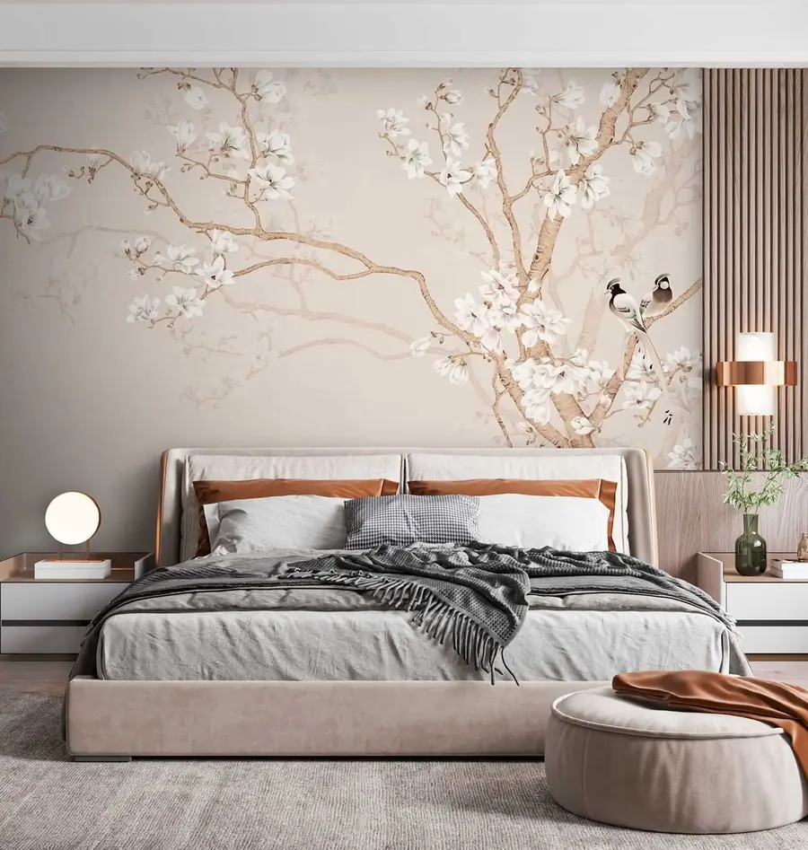 murales de pared Árbol floreciente y pájaros u25842