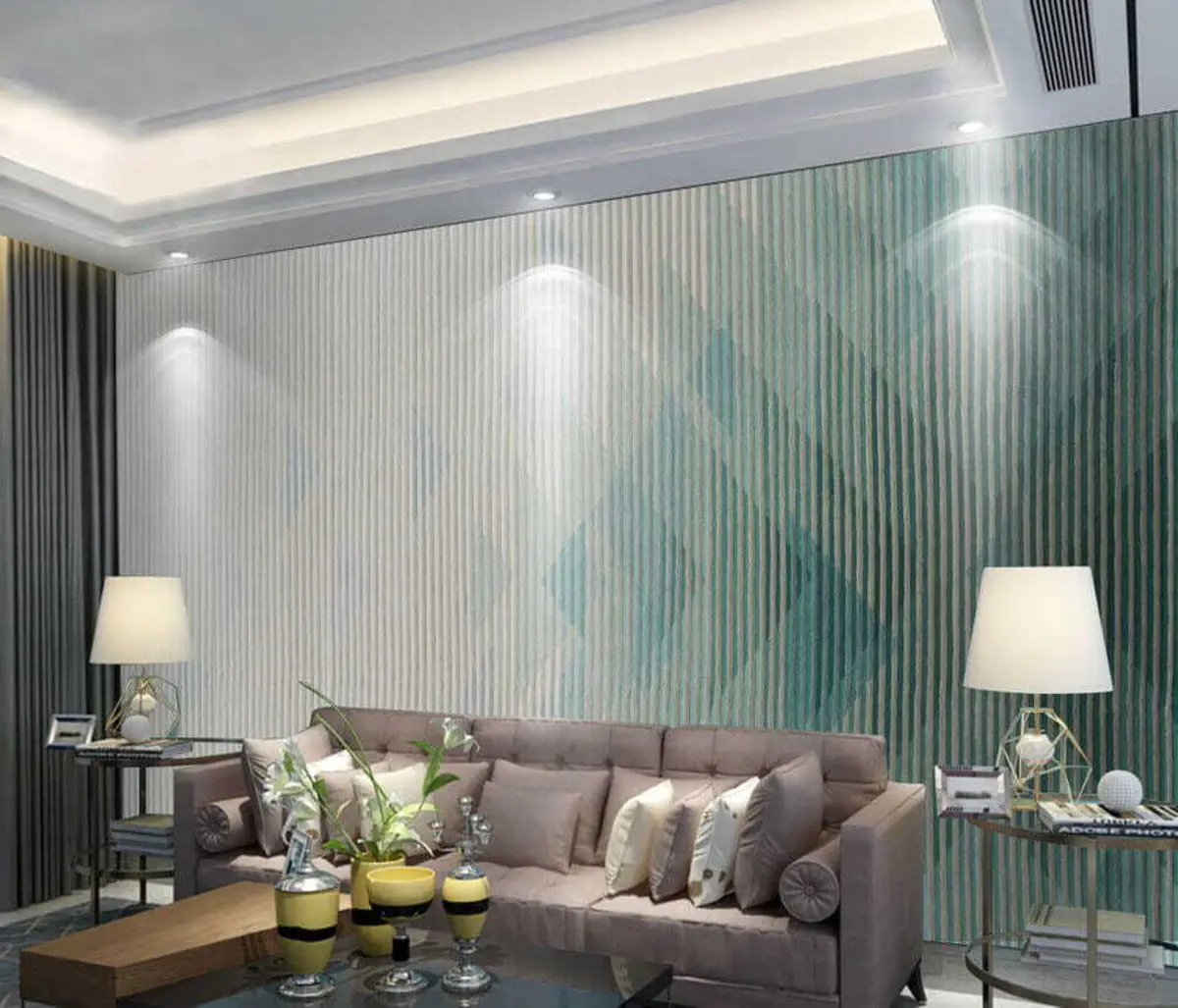 murales de pared Gradiente de línea de menta u29152