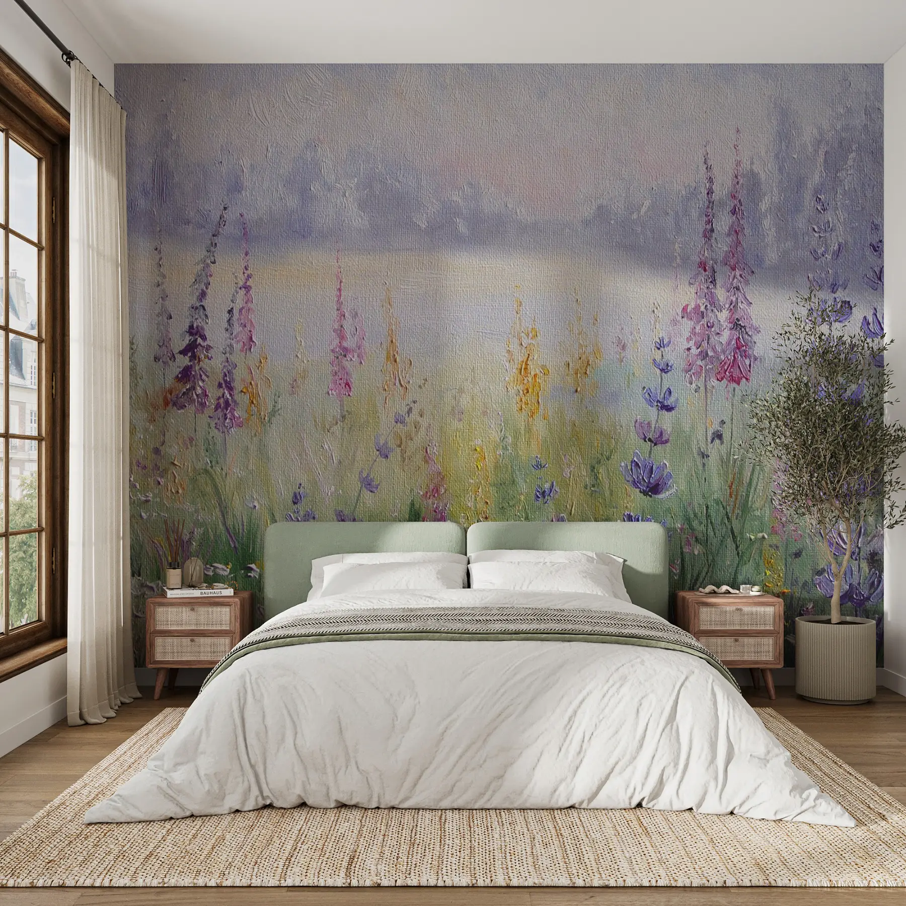 murales de pared Prado de flores, pintura al óleo u30067