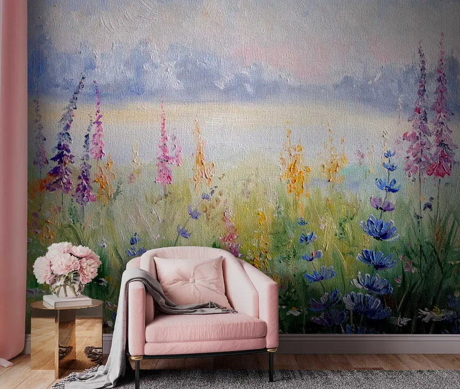 murales de pared Prado de flores, pintura al óleo u30067