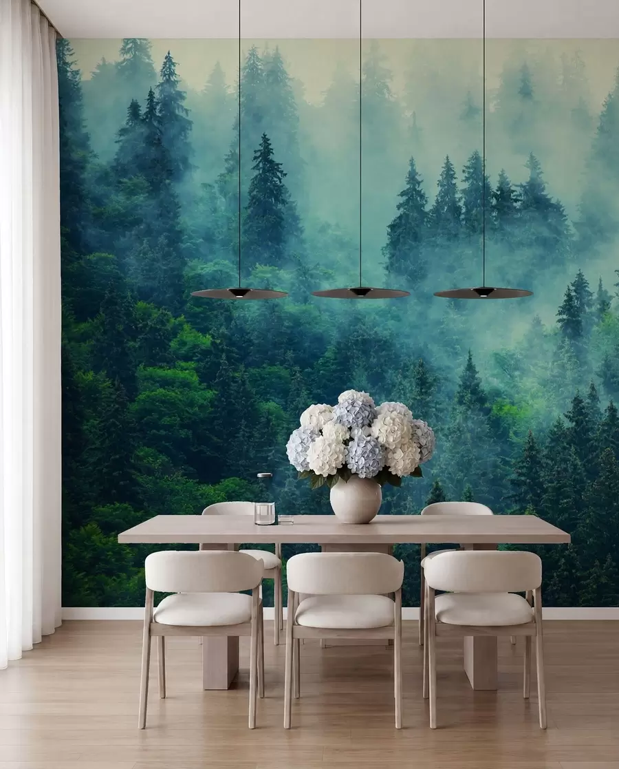 murales de pared Bosque de niebla por la mañana u33150