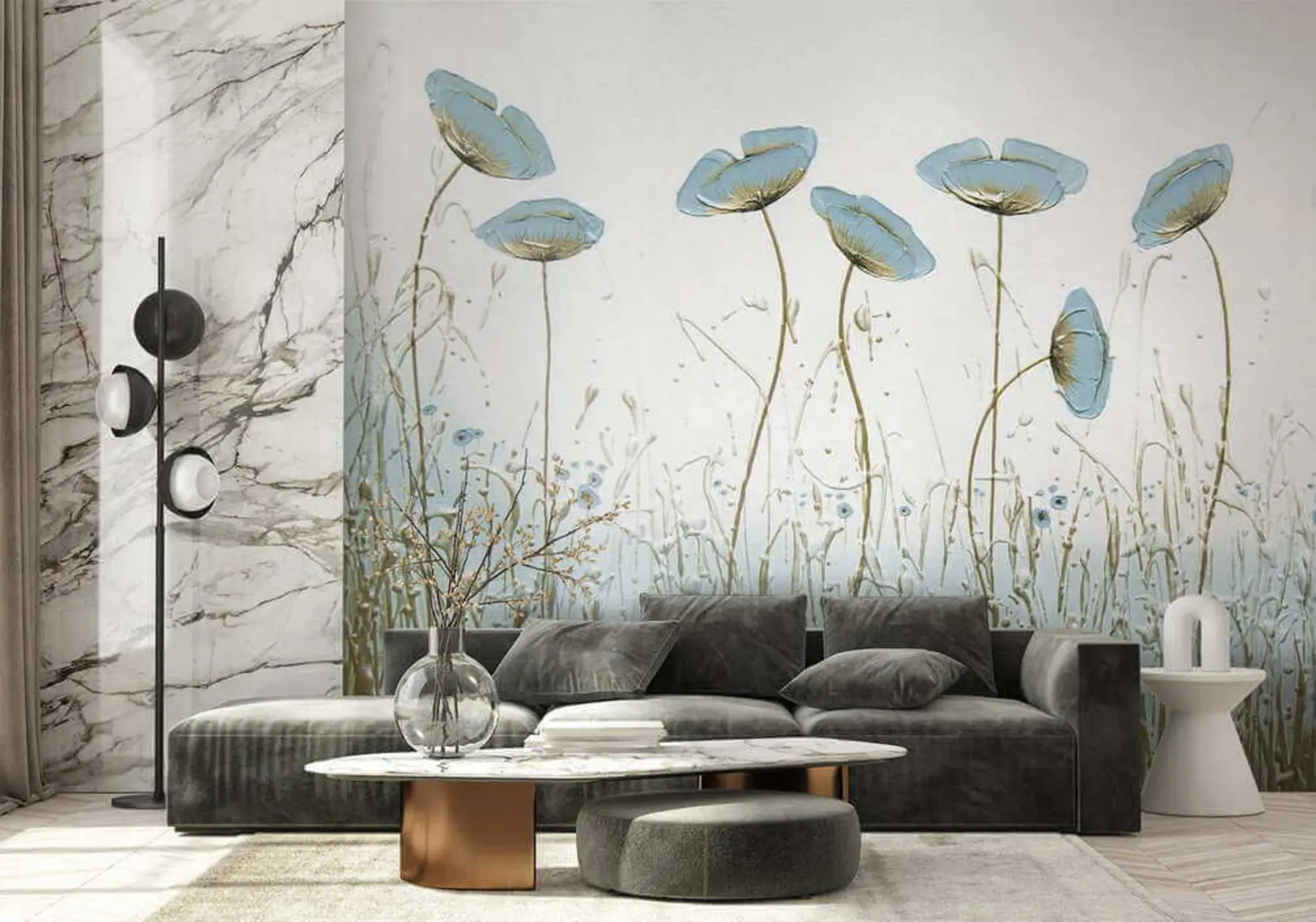murales de pared Amapolas. Pinturas de aceite u34867