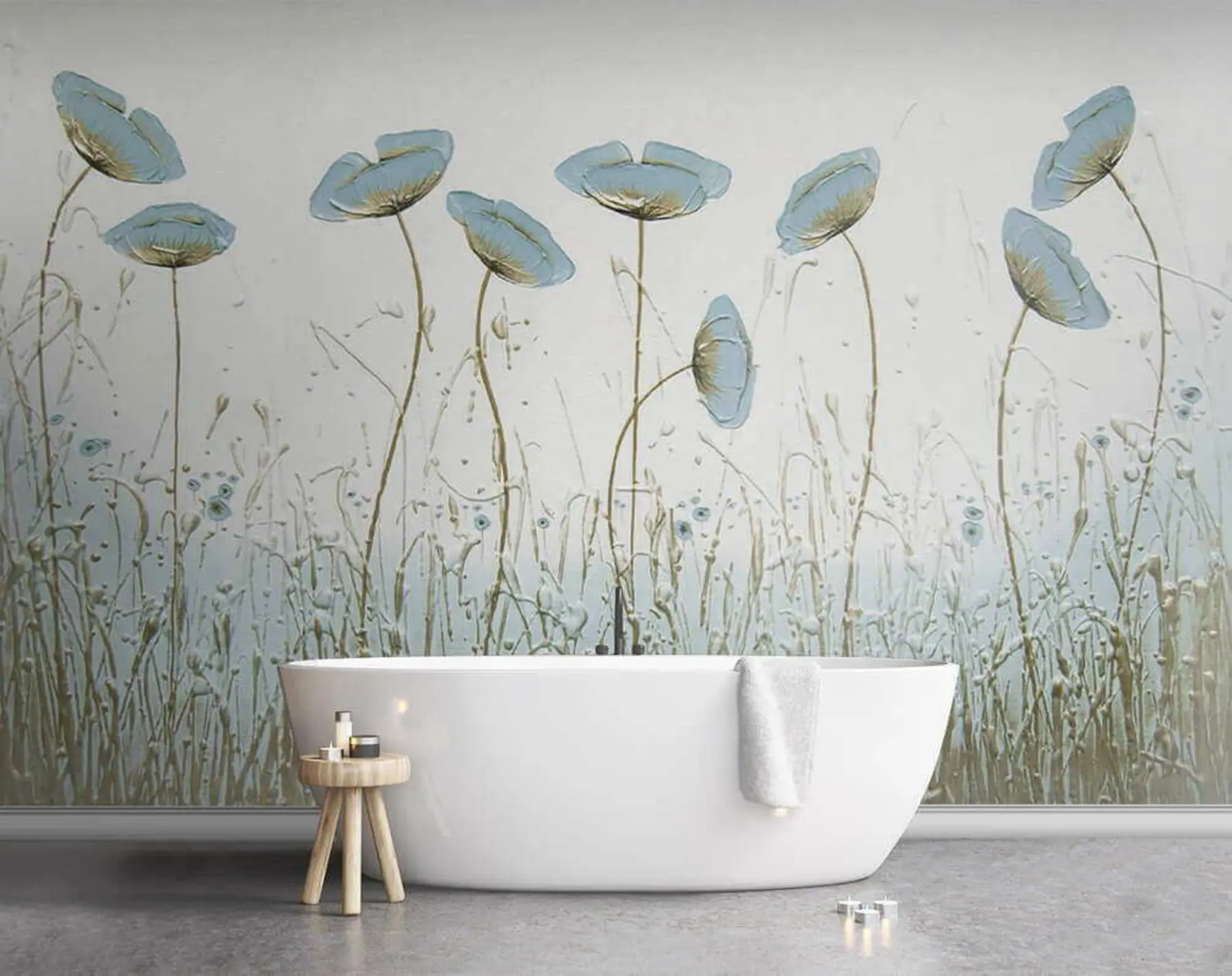 murales de pared Amapolas. Pinturas de aceite u34867