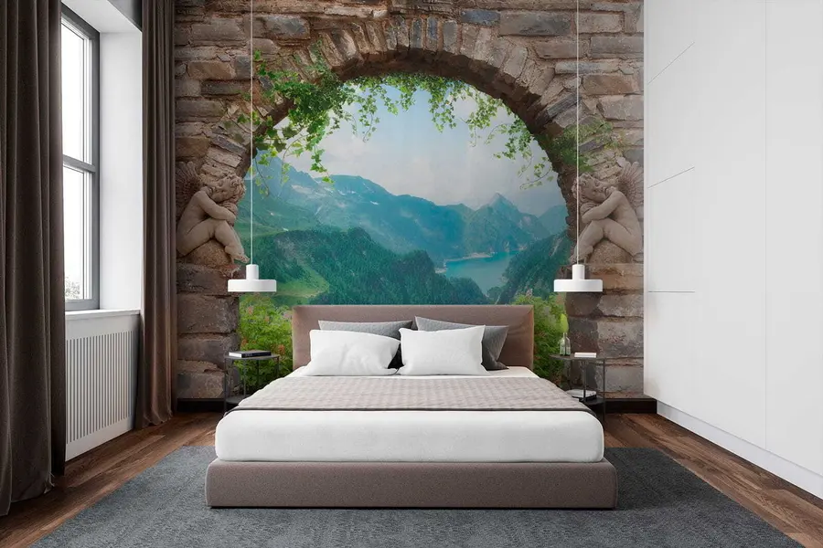 murales de pared Arco con vista a las montañas u52506