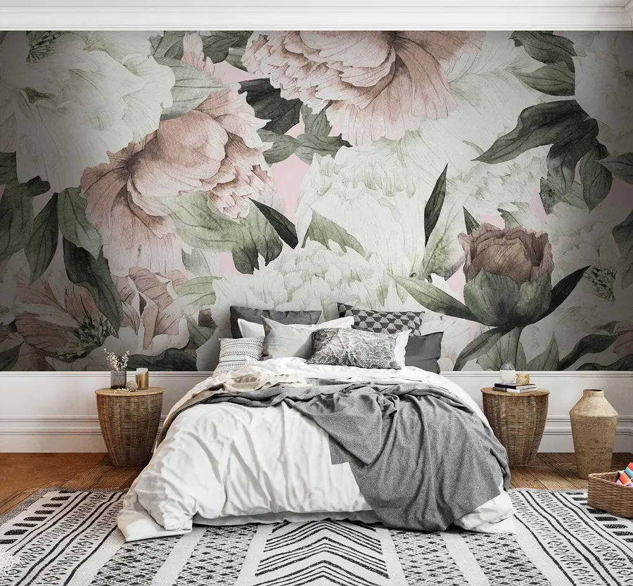 murales de pared Peonias dibujadas u55910