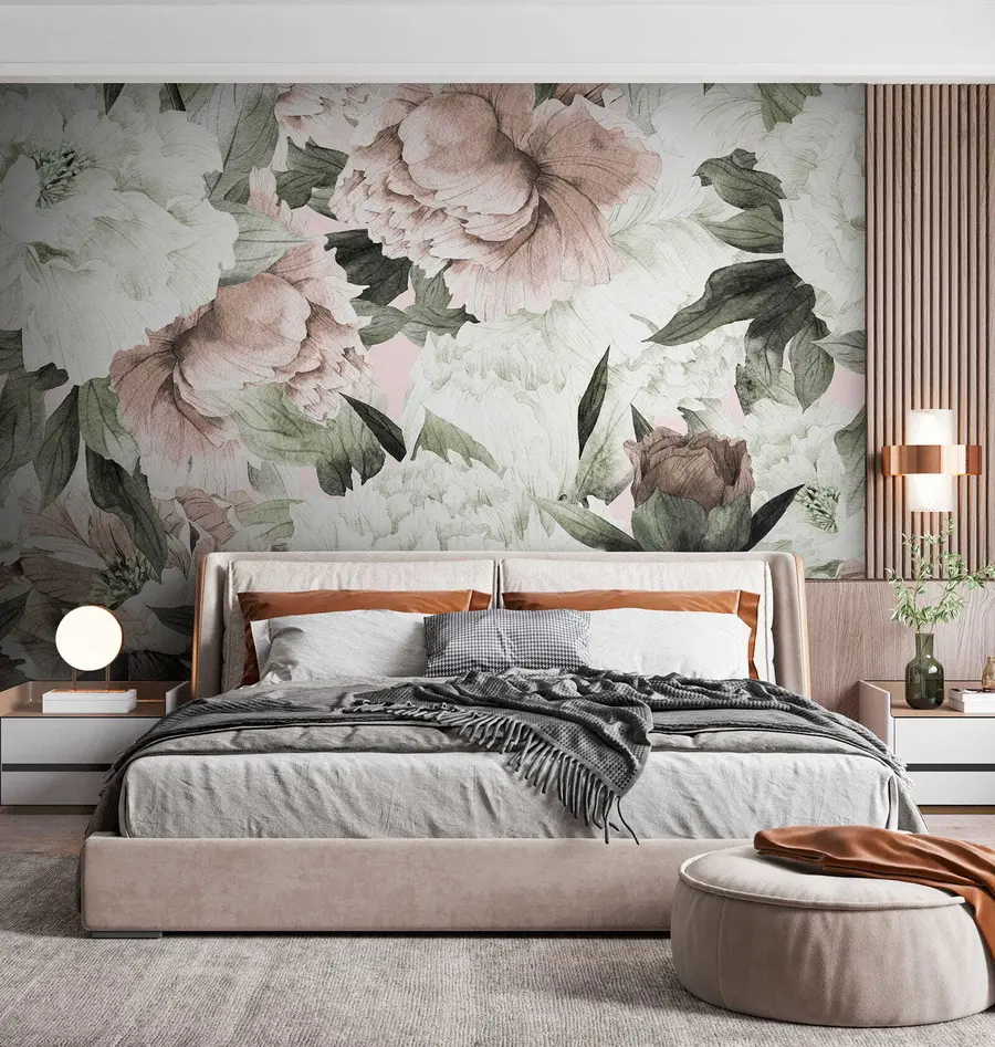 murales de pared Peonias dibujadas u55910