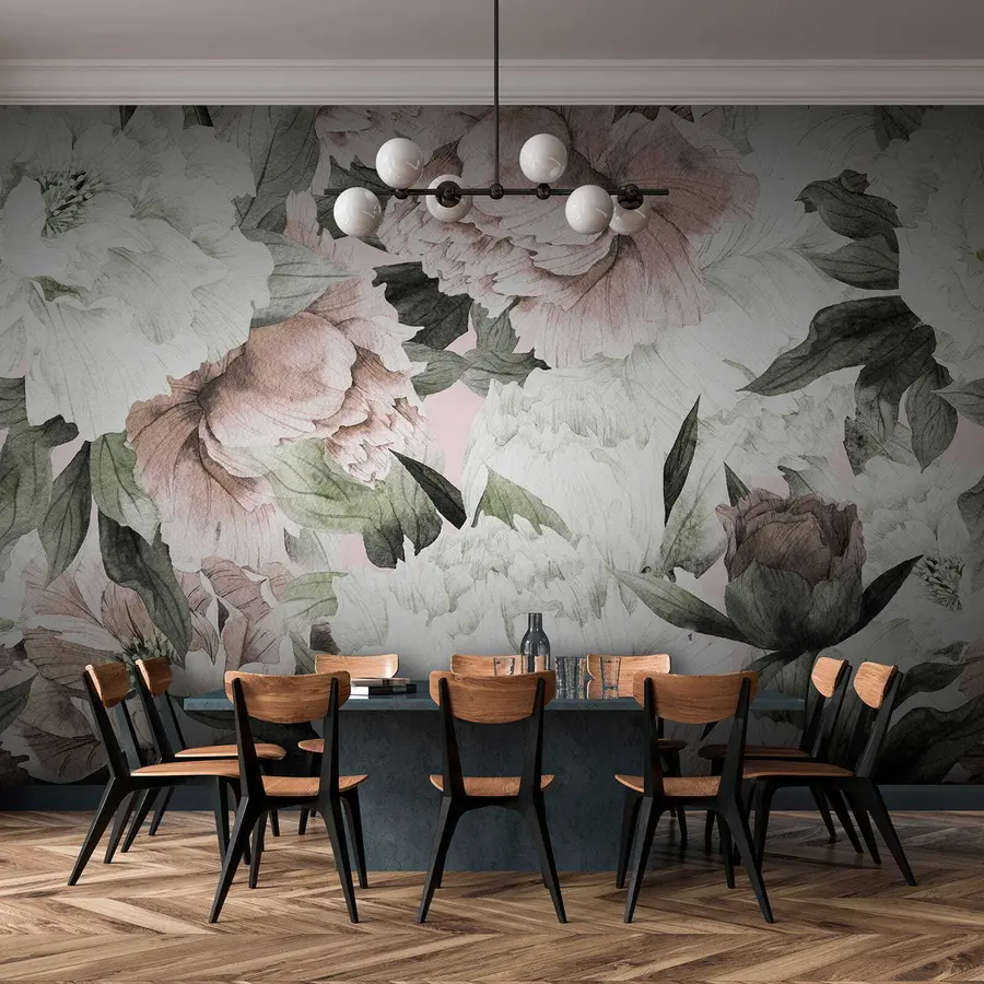 murales de pared Peonias dibujadas u55910