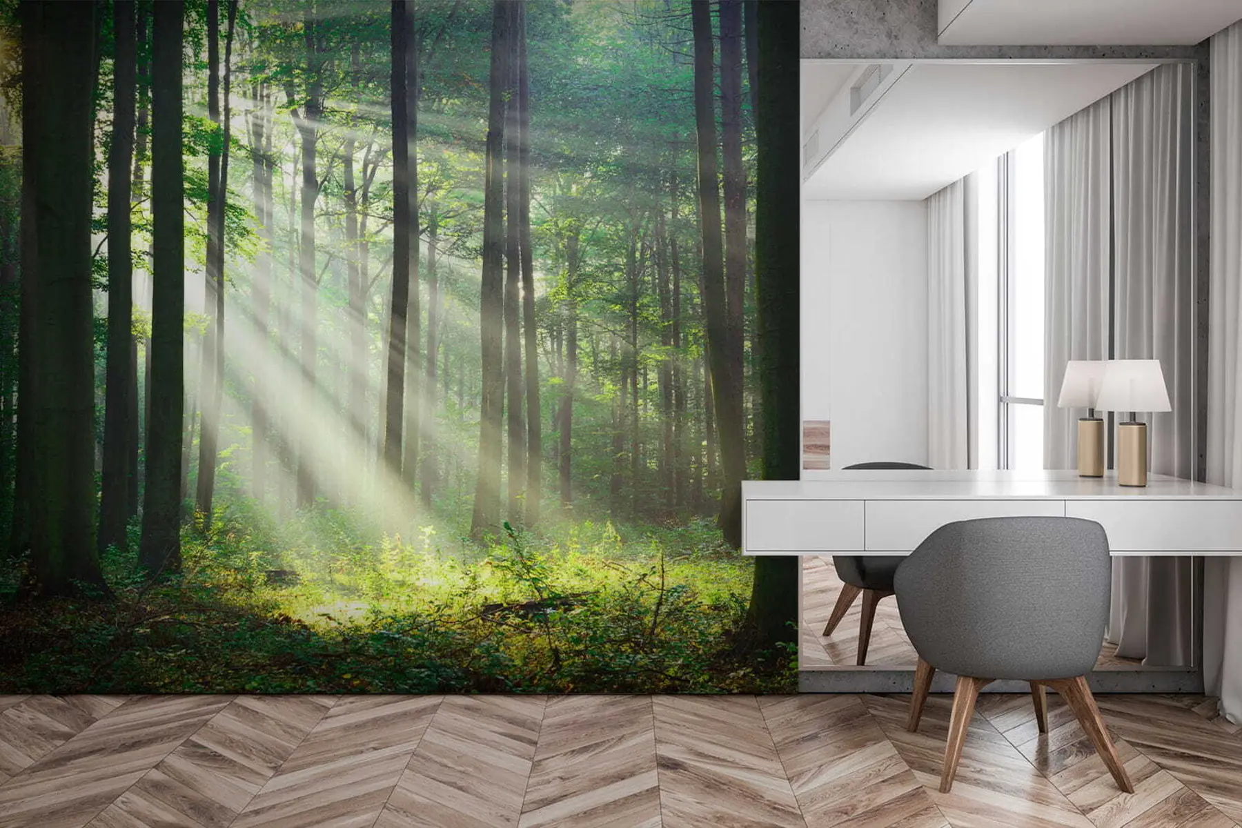 murales de pared Rayos soleados en el bosque u56787