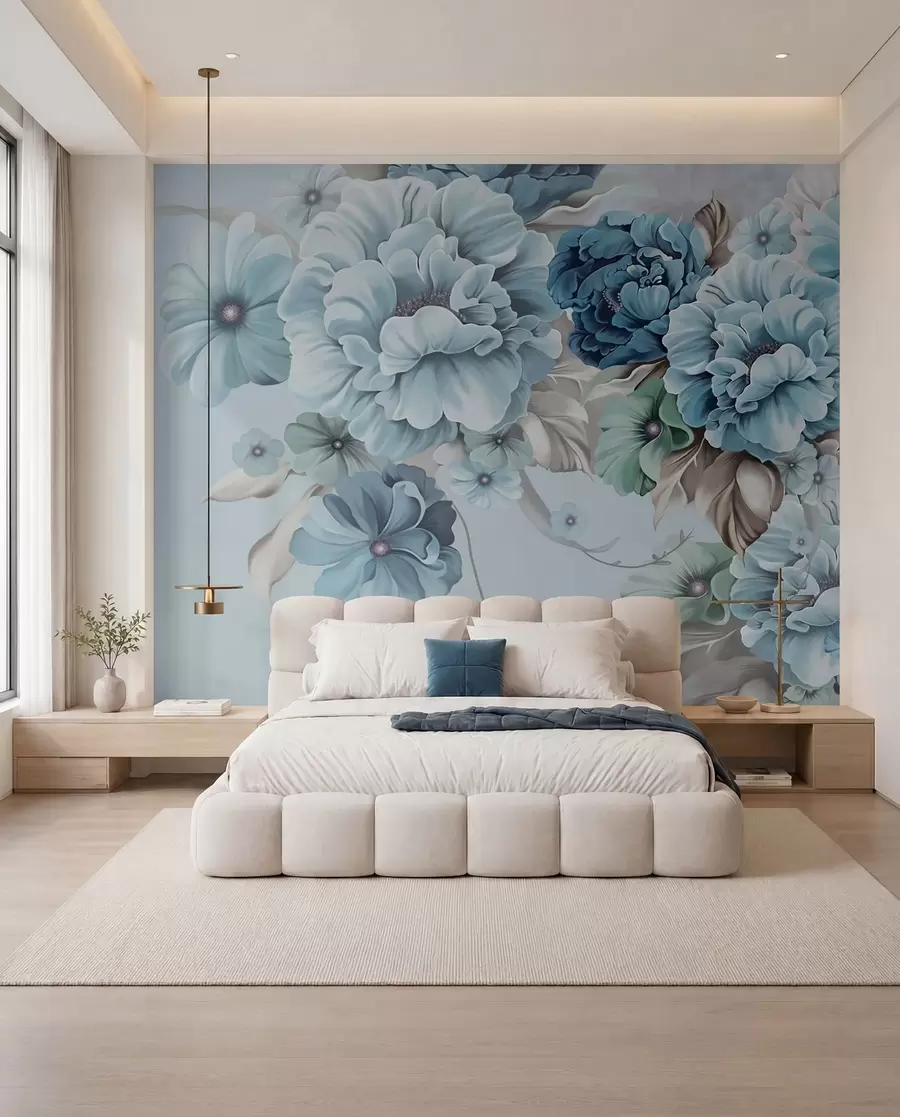 murales de pared Delicadas flores azules u59900