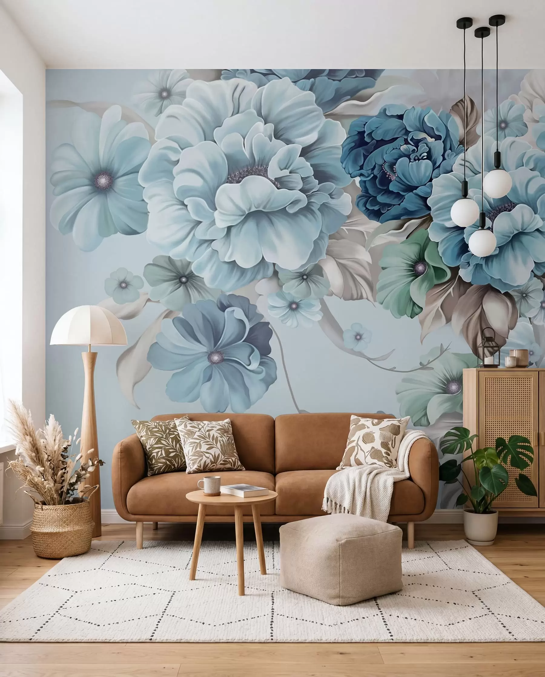 murales de pared Delicadas flores azules u59900