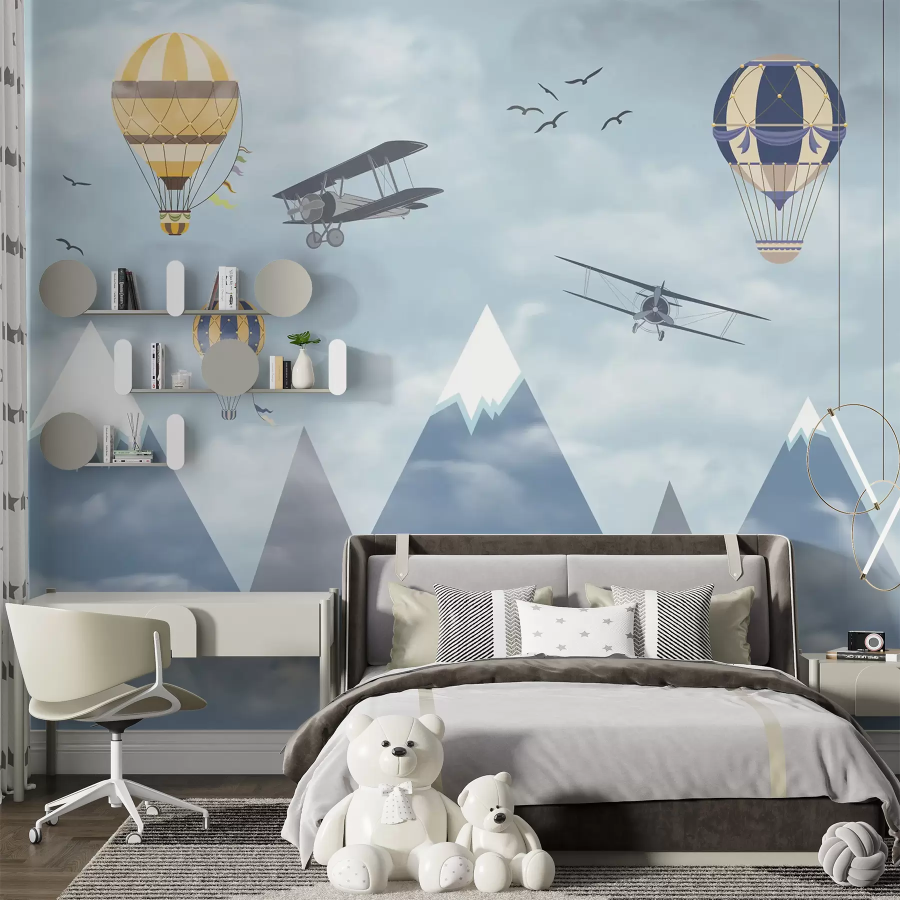 murales de pared Montañas y globos u60492