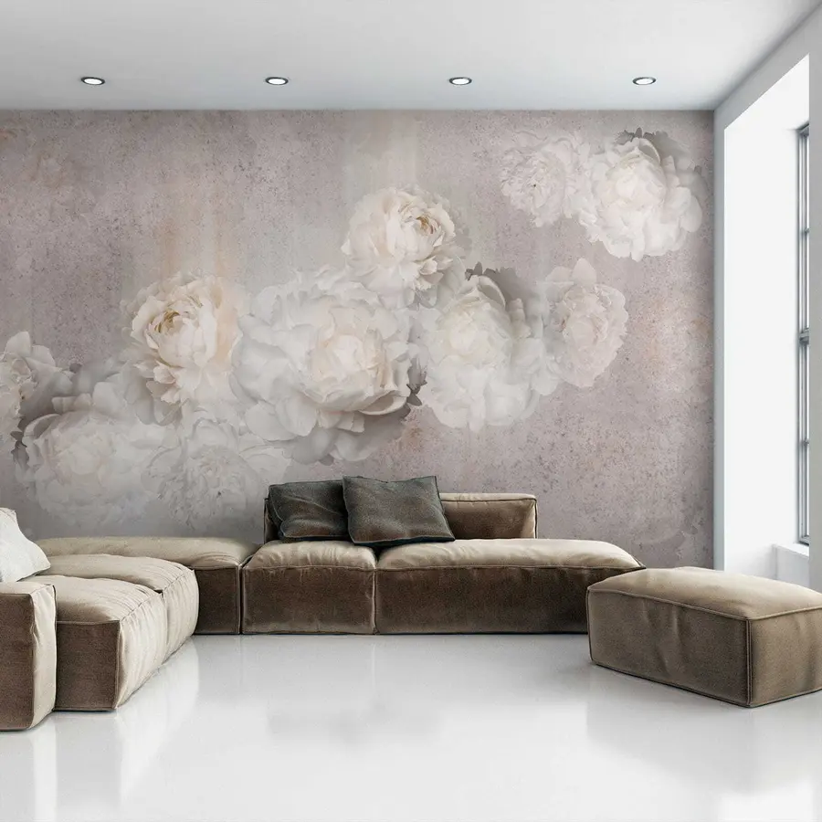 murales de pared Flores vintage sobre un fondo gris u61610