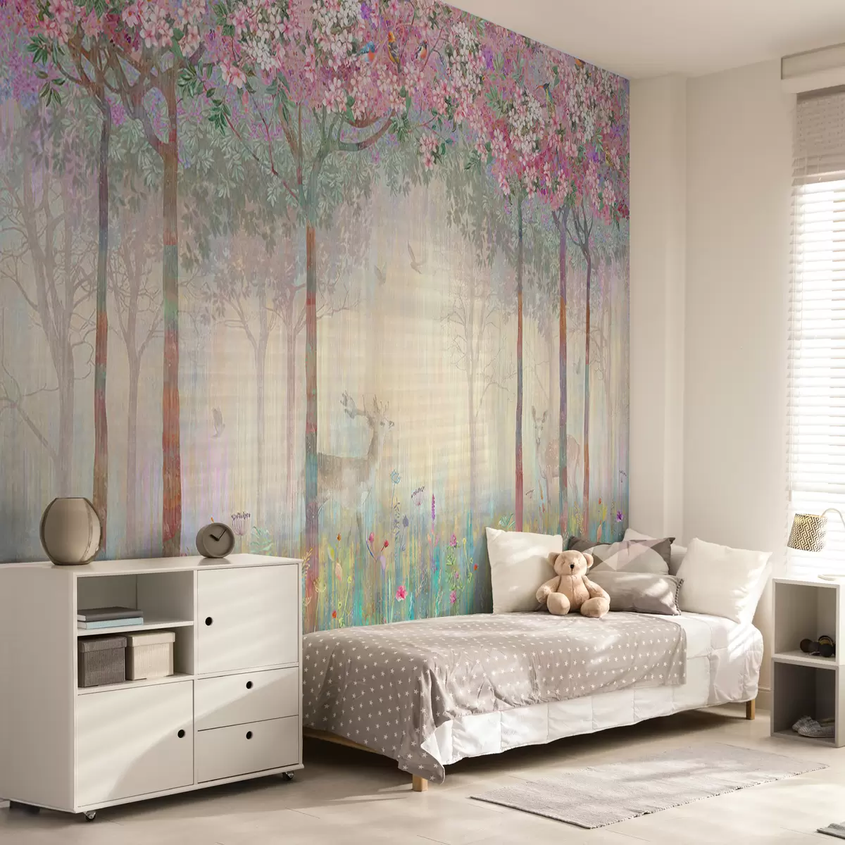 murales de pared Ciervos en el bosque florido u62100