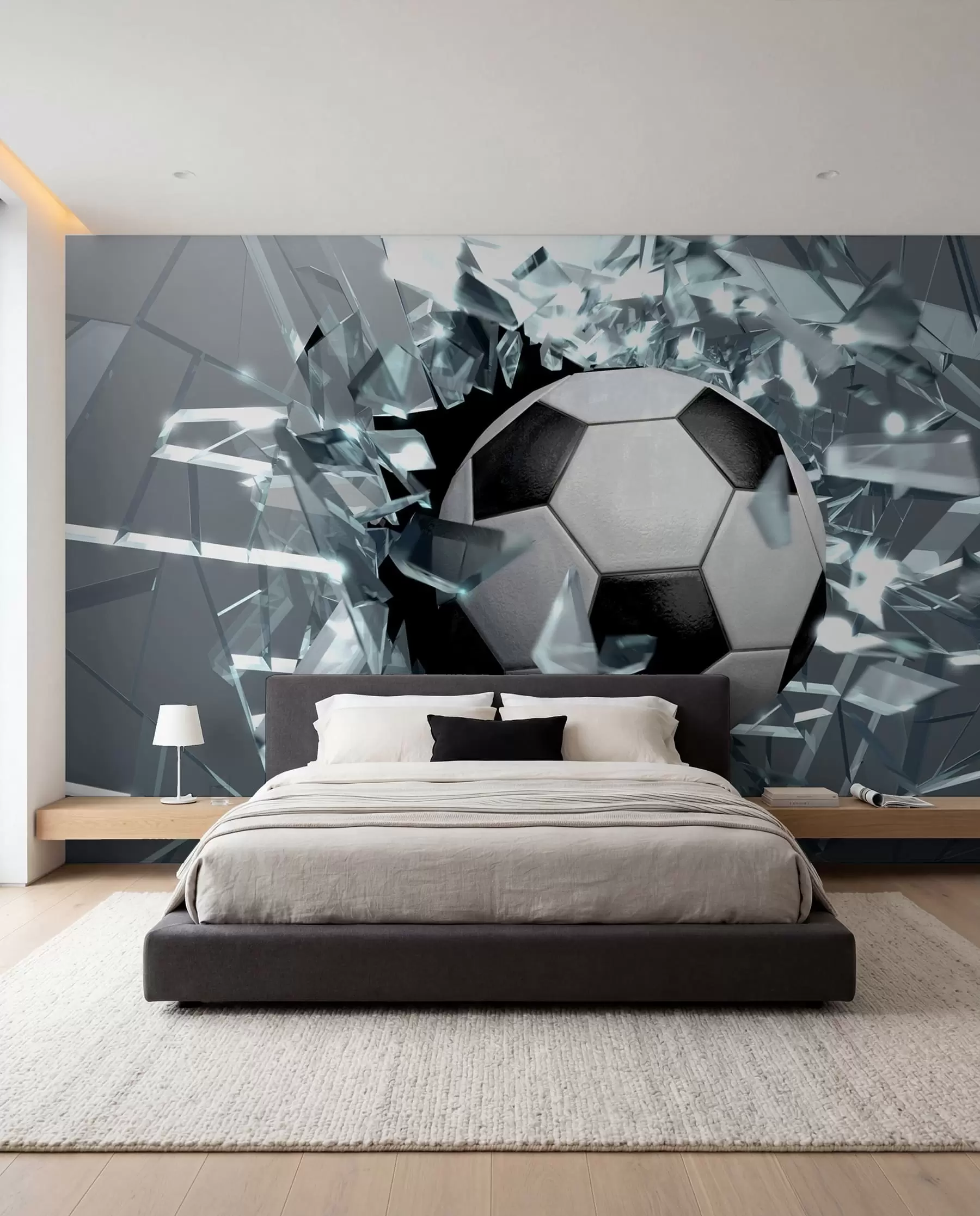 murales de pared Balón de fútbol rompe vidrio u64581