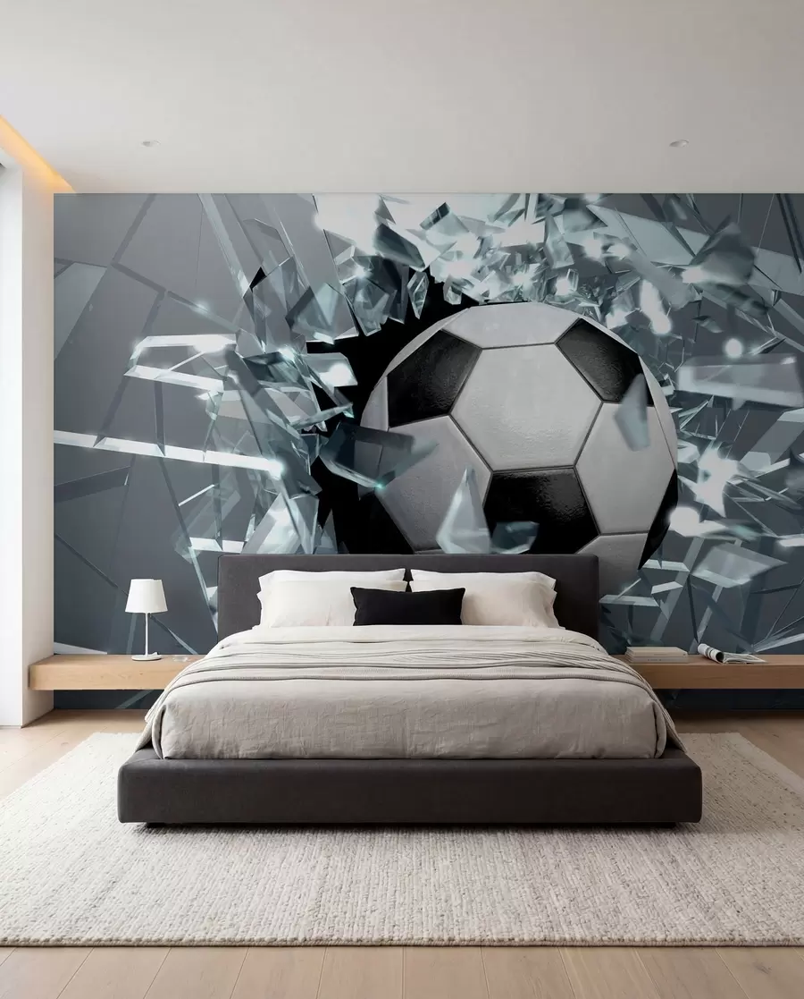 murales de pared Balón de fútbol rompe vidrio u64581