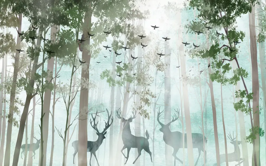 murales de pared Ciervo en el bosque u66152