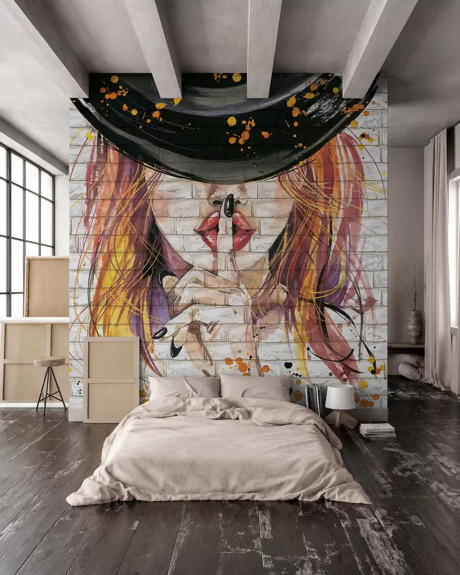 murales de pared Chica con acuarelas u67648