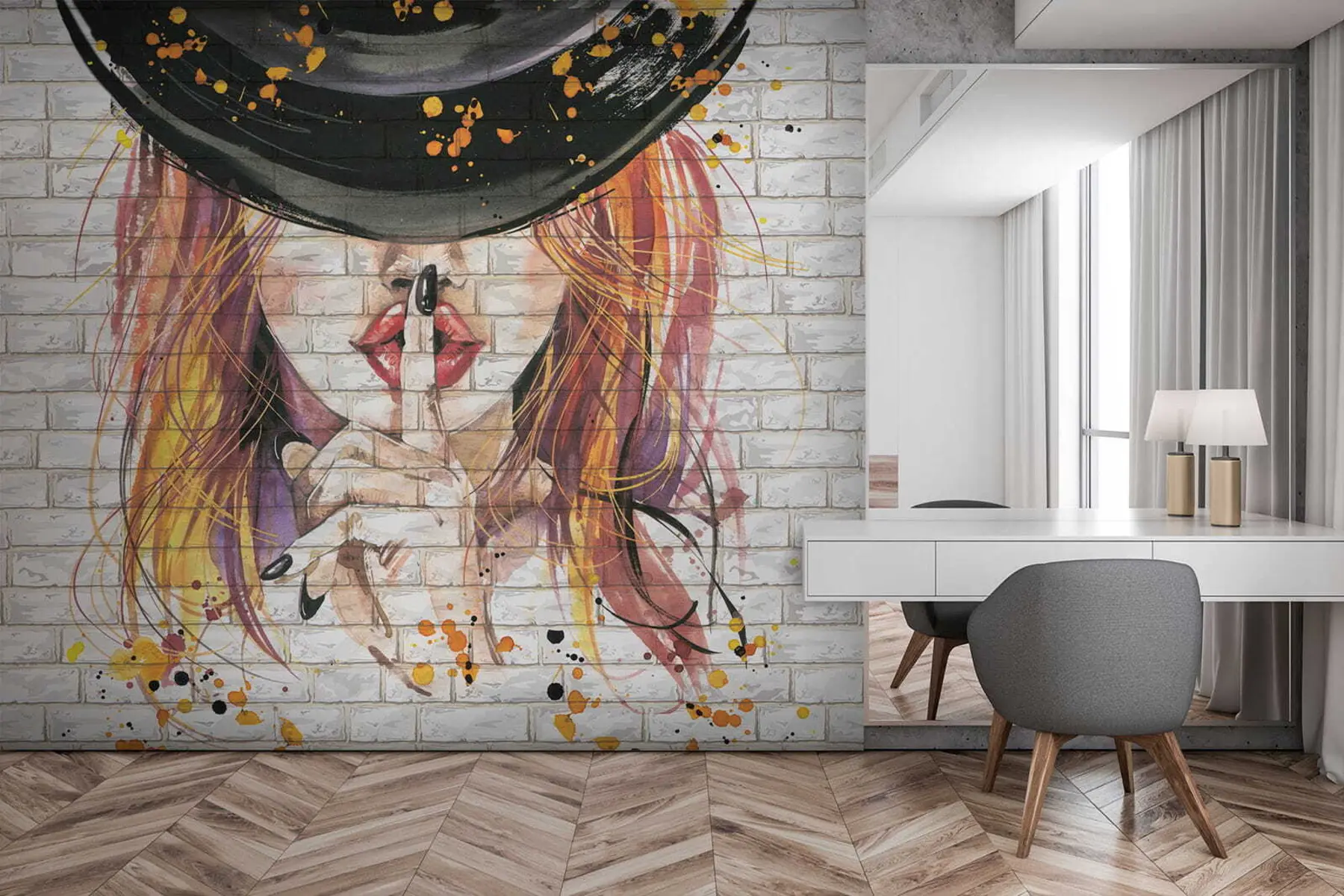 murales de pared Chica con acuarelas u67648