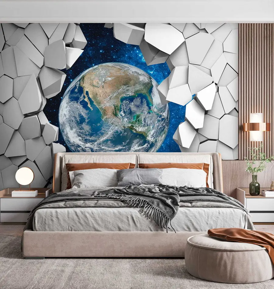 murales de pared Pared 3D y planeta u77808