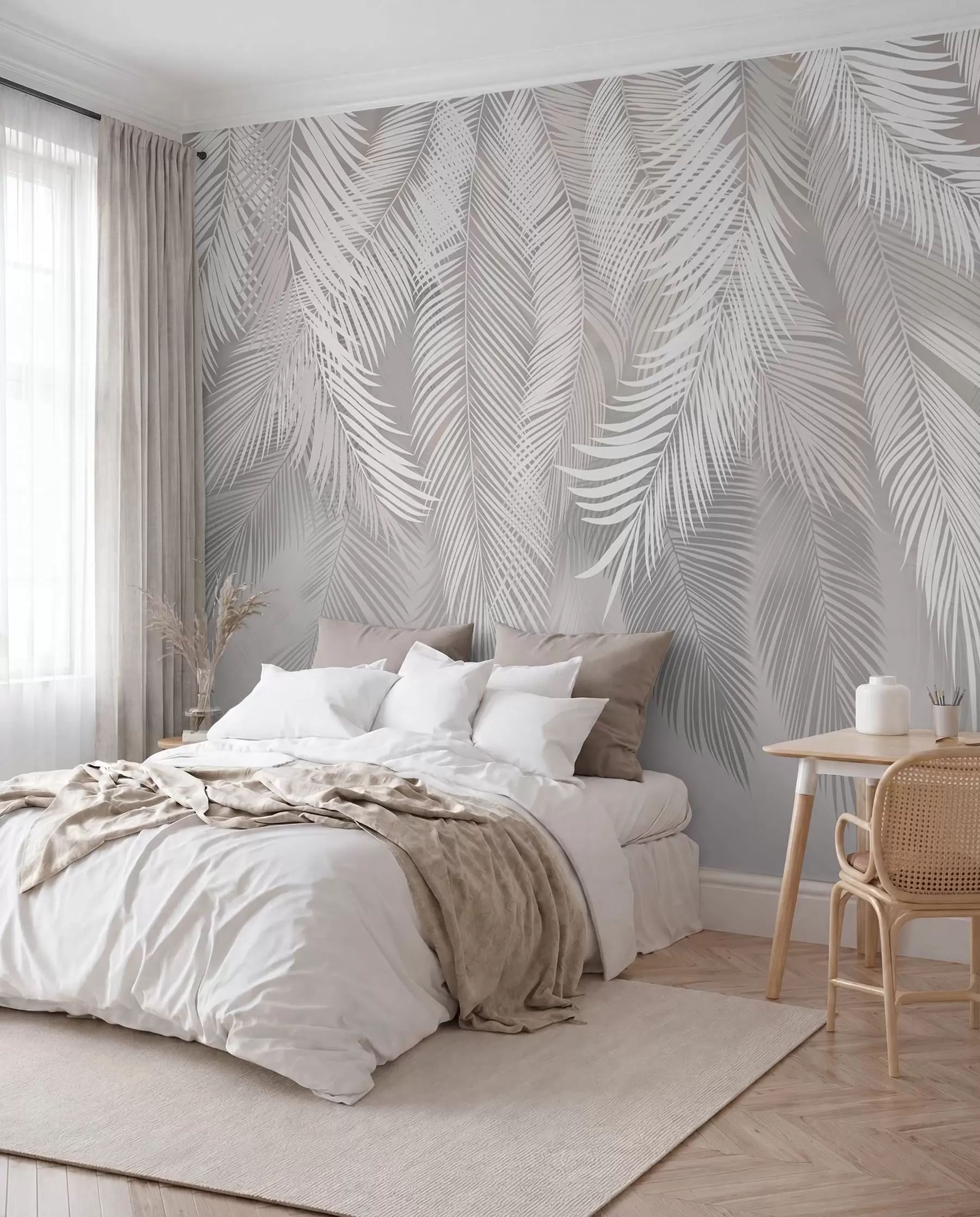 murales de pared Hojas de palma gris u48556