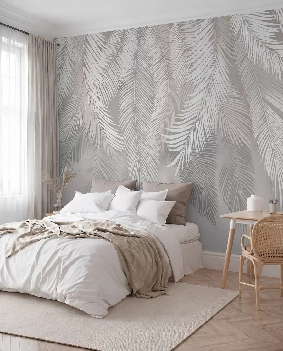 murales de pared Hojas de palma gris u48556