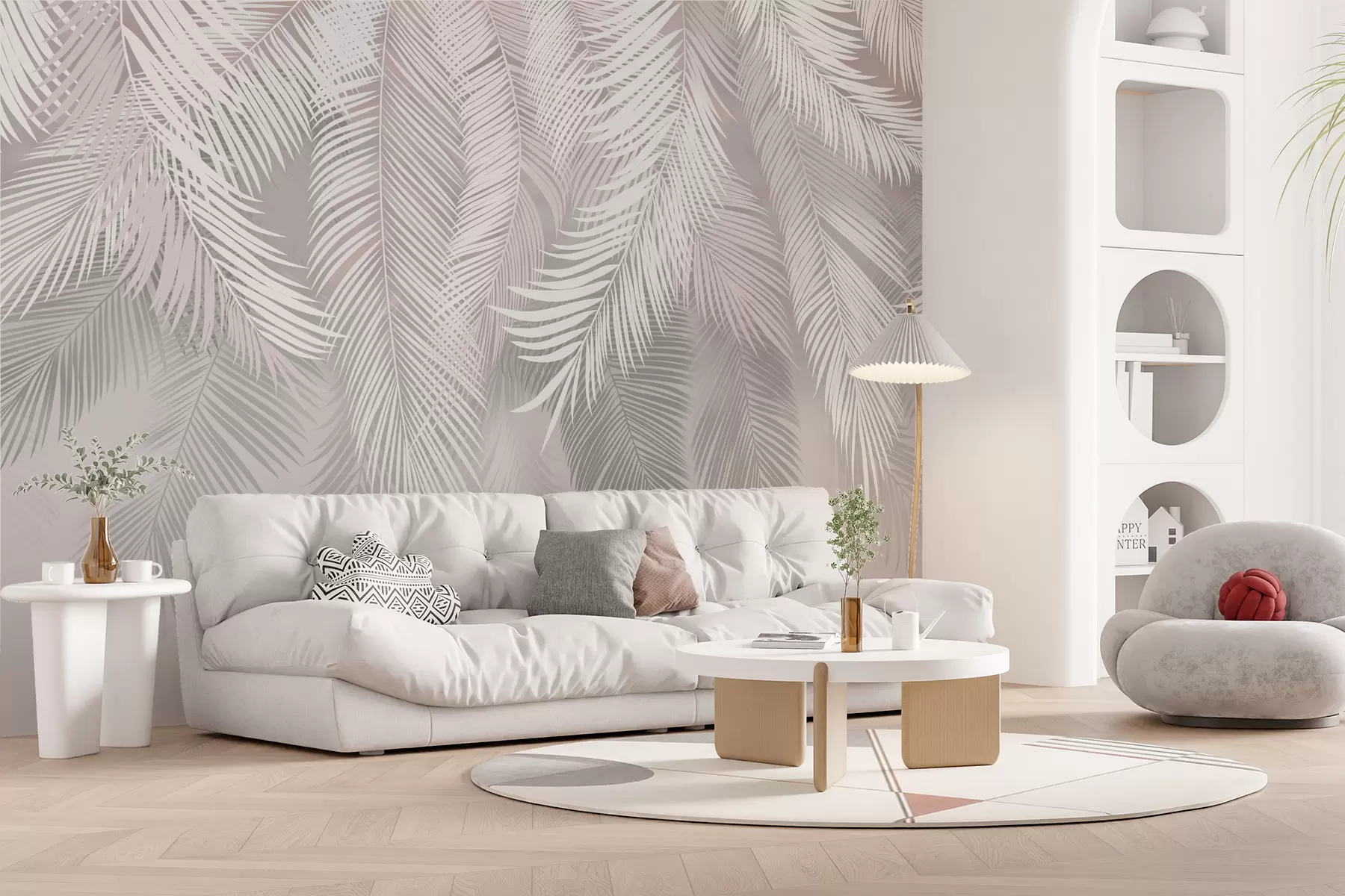 murales de pared Hojas de palma gris u48556