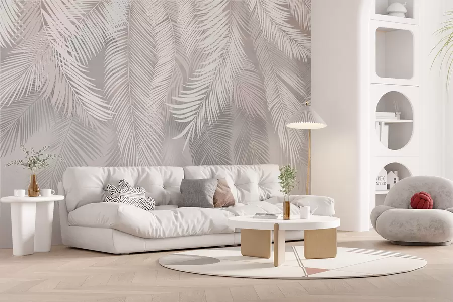 murales de pared Hojas de palma gris u48556