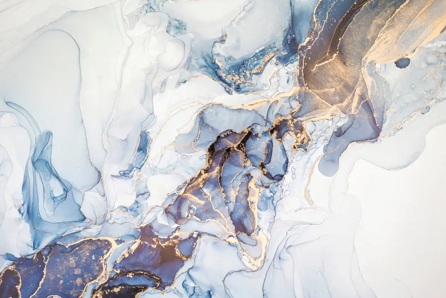 murales de pared Mármol blanco azul, fluido u70767