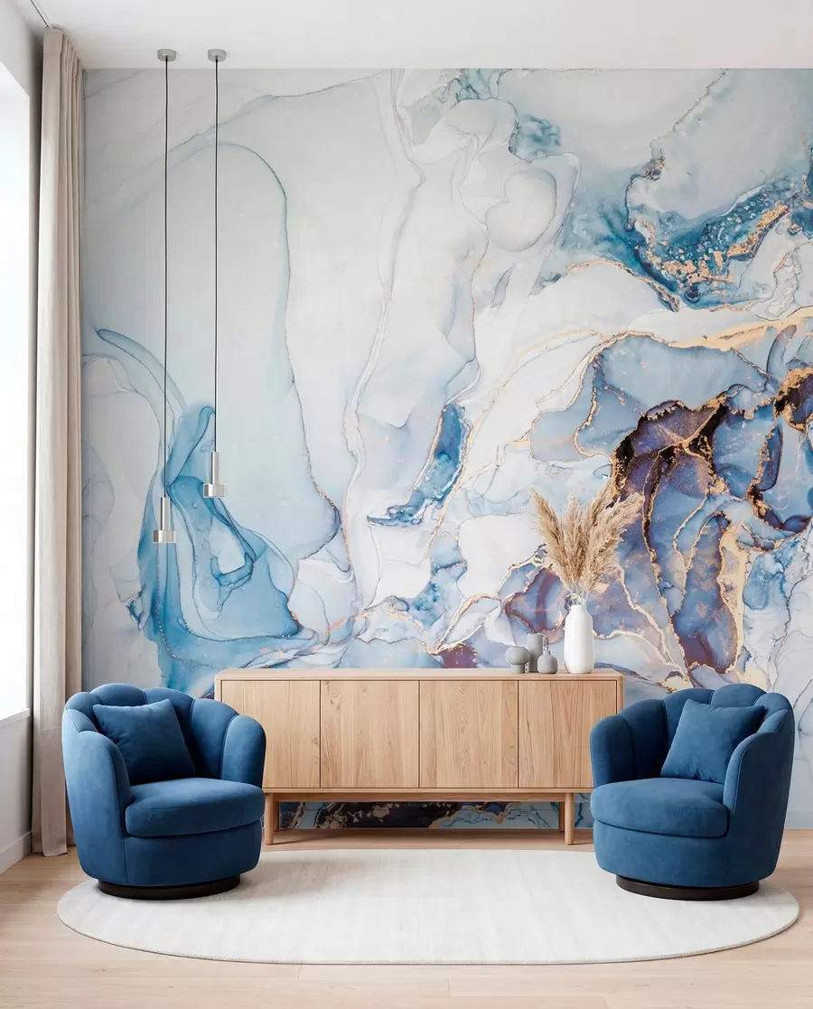 murales de pared Mármol azul con cobre u70767