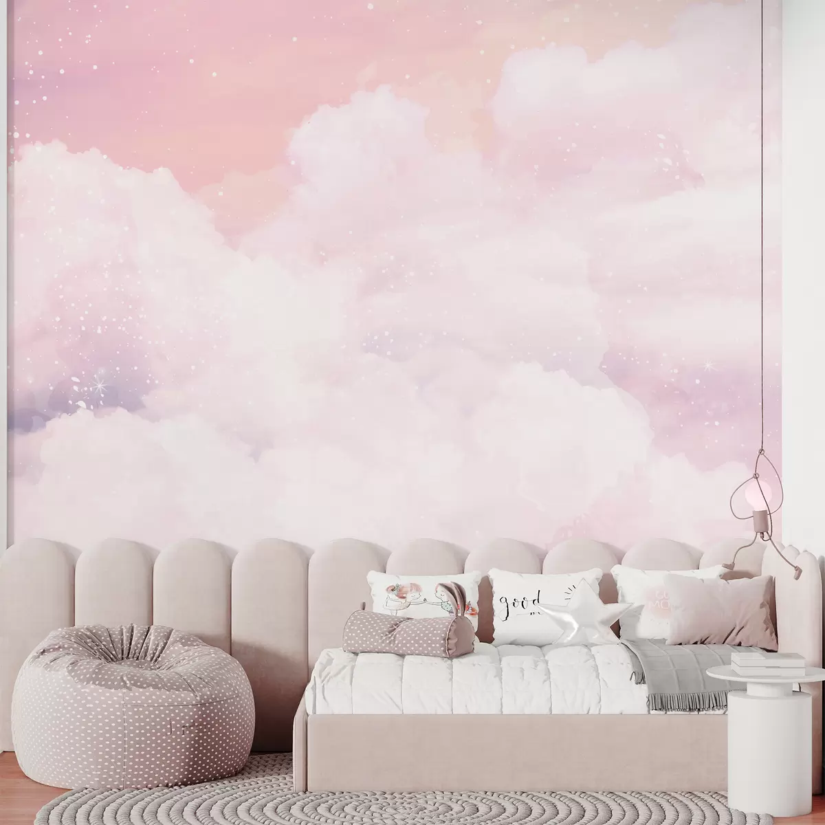 murales de pared Nubes rosas con oro u25813