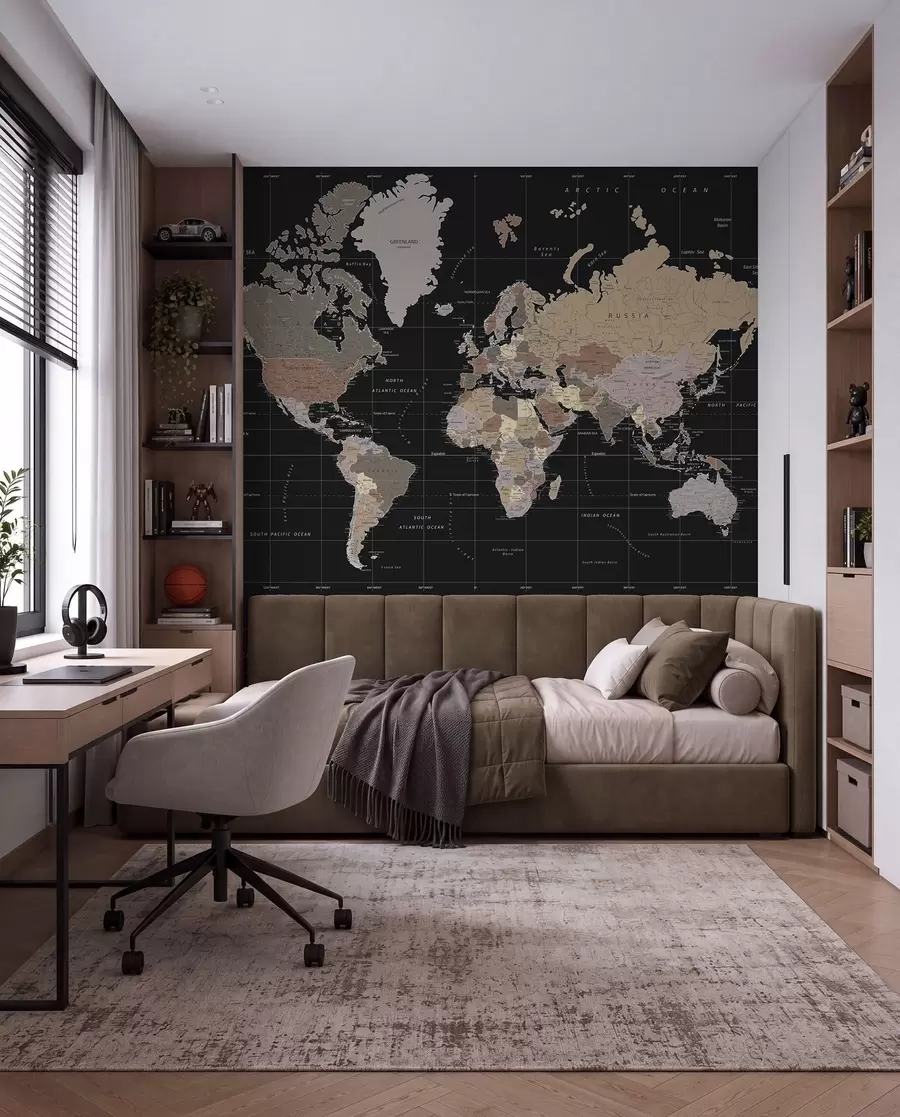 murales de pared Mapa detallado del mundo u99477