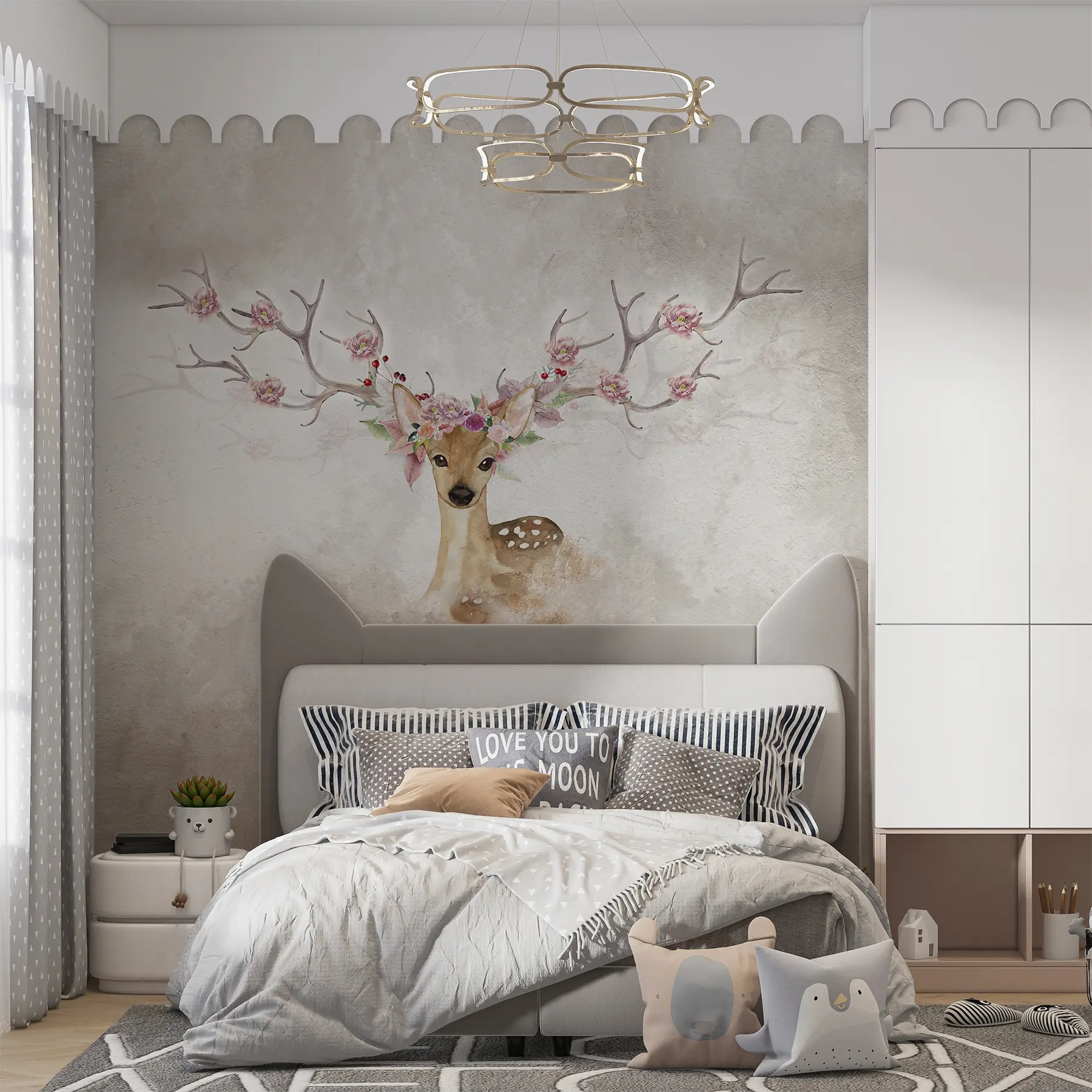 murales de pared Ciervo de astas floridas I u04671d1