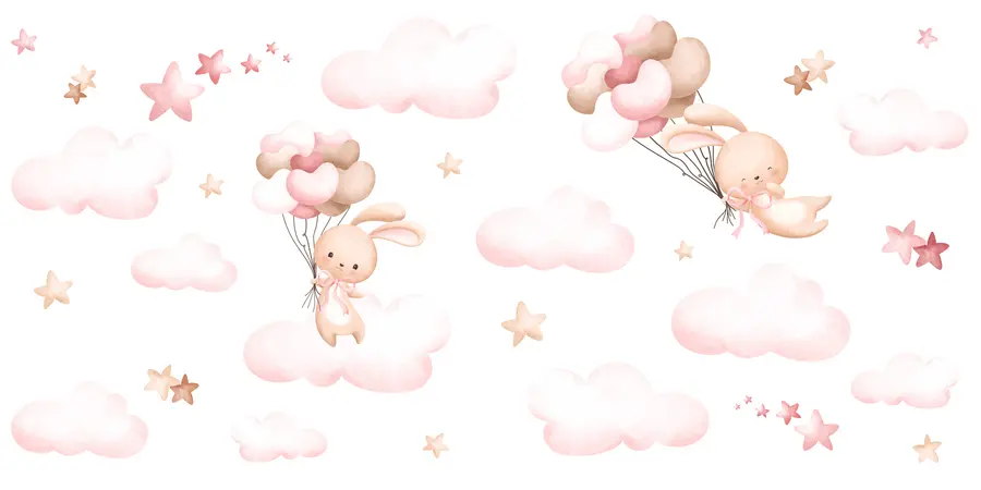 murales de pared Lindo conejo y globos u95399d2