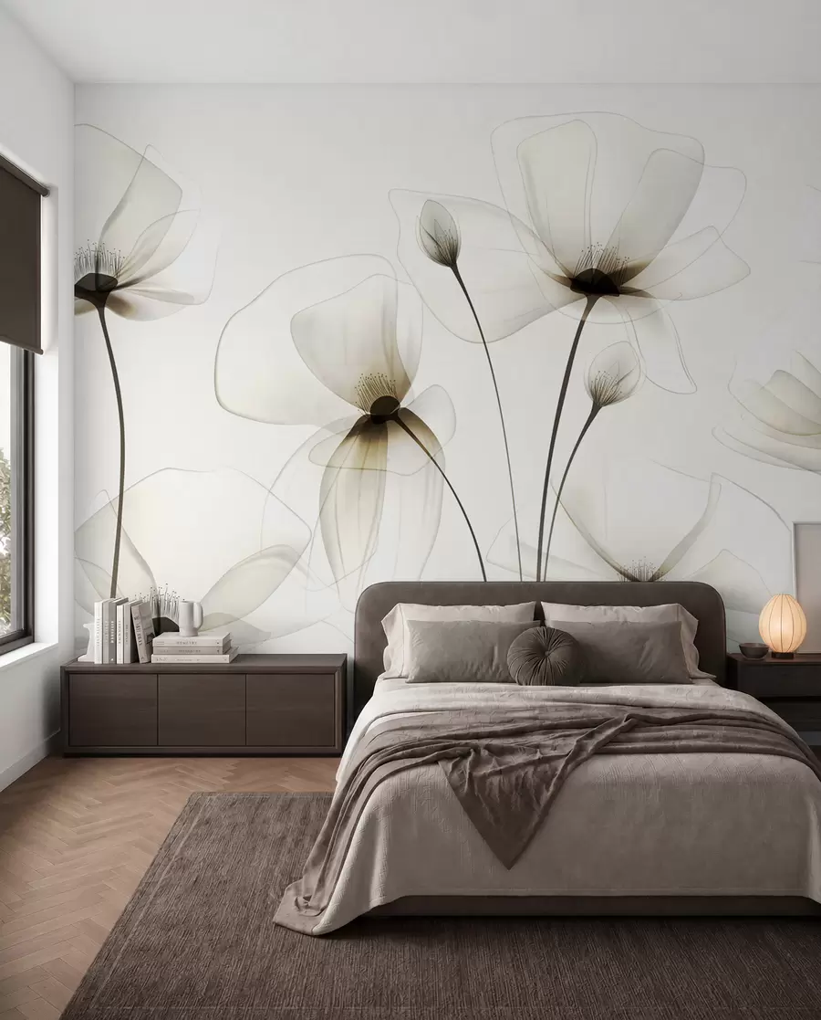 murales de pared Flores de acuarela transparente w00143