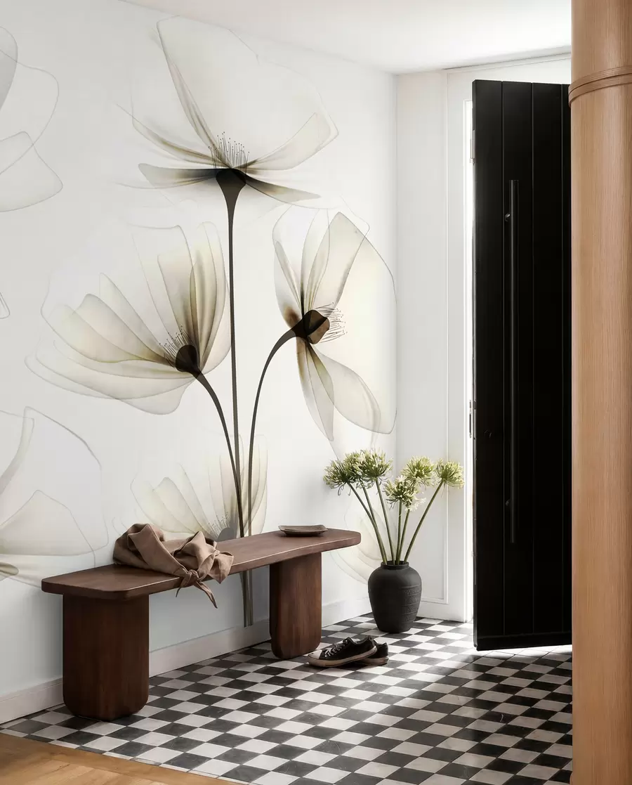 murales de pared Flores de acuarela transparente w00143