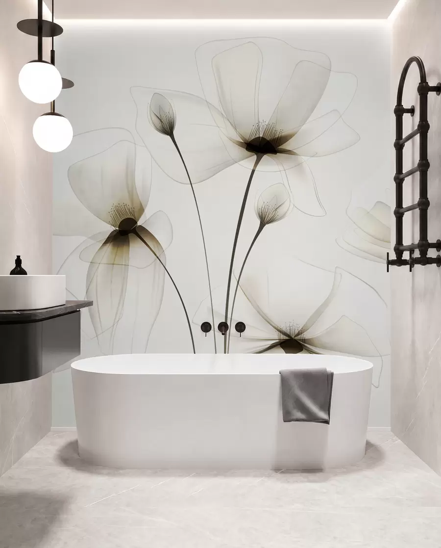 murales de pared Flores de acuarela transparente w00143