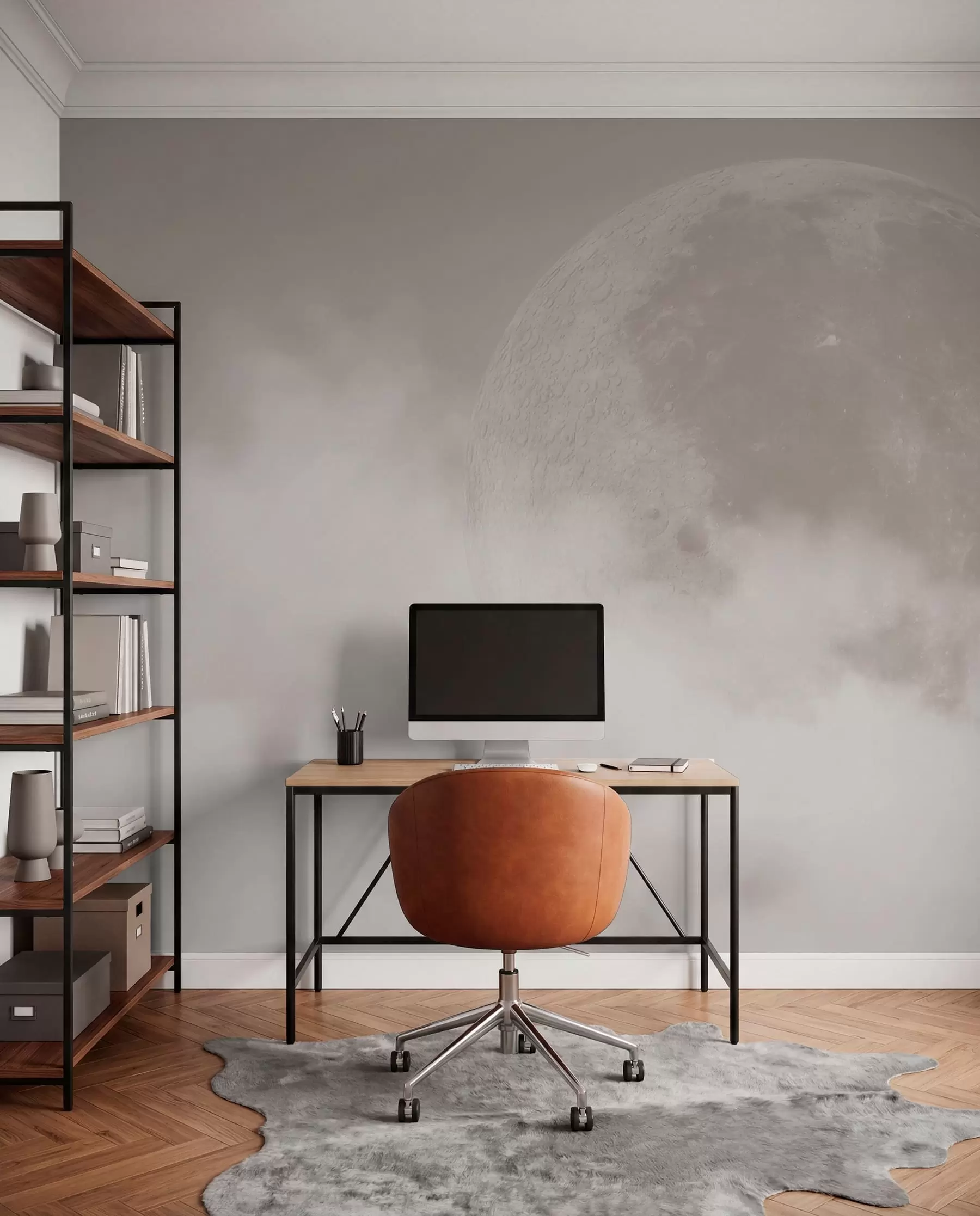 murales de pared Luna en un cielo beige w00548