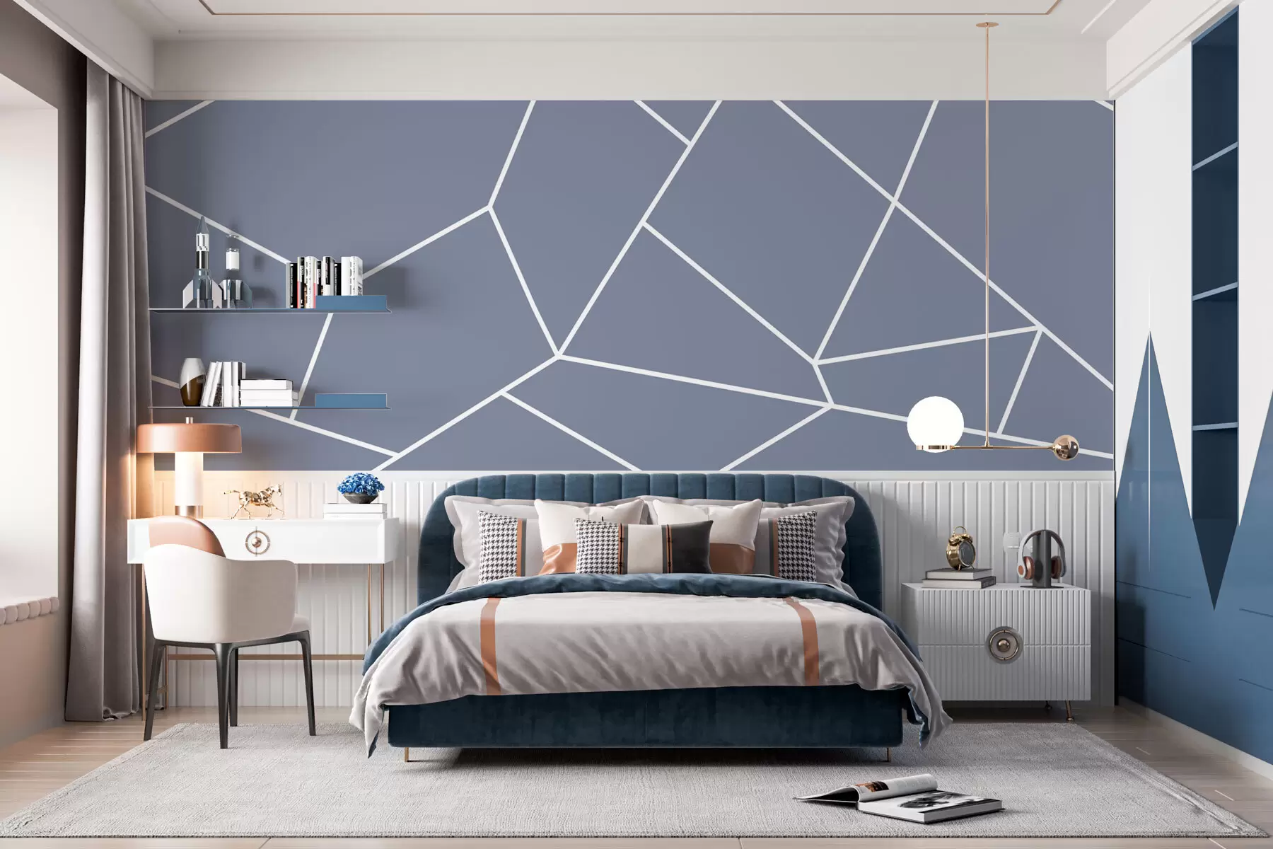 murales de pared Formas geométricas web triángulos color azul w00827v4