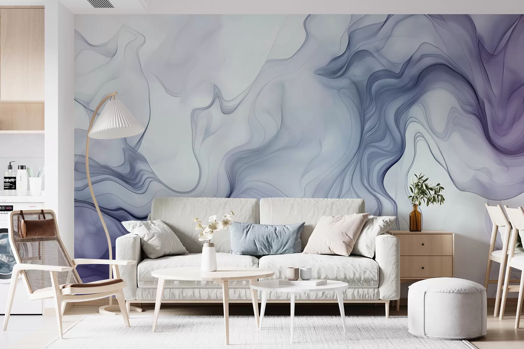 murales de pared Ondas abstractas de colores sobre un fondo claro w01185v1