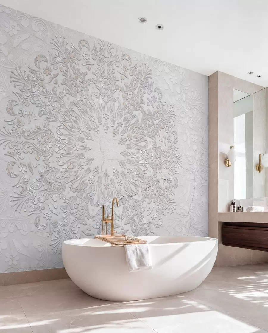 murales de pared Un estampado de mandala muy detallado que crea un hermoso y delicado diseño de encaje w01249