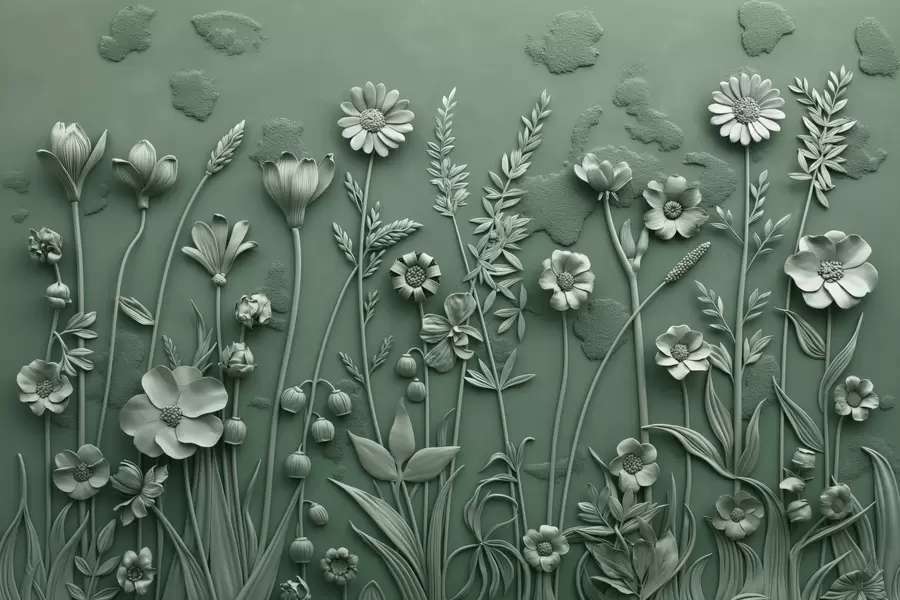 murales de pared Campo de flores 3D w07869v2