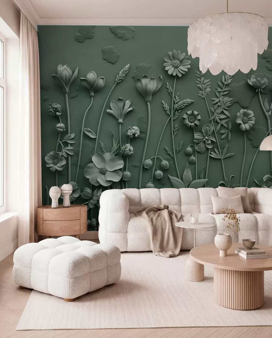 murales de pared Campo de flores 3D w07869v2