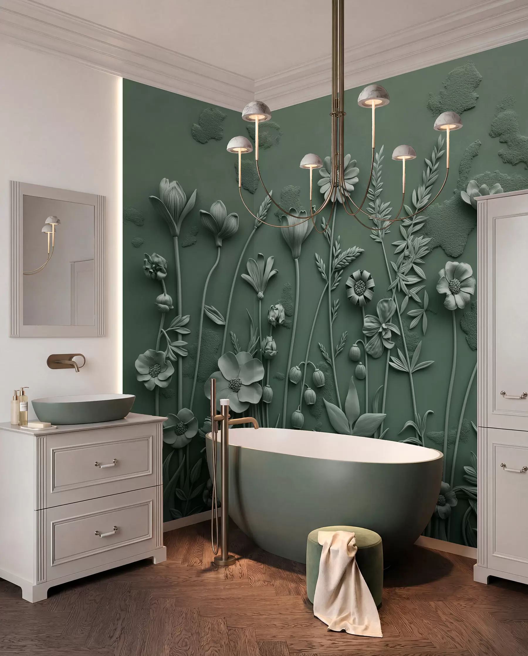 murales de pared Pradera verde en relieve w07869v2